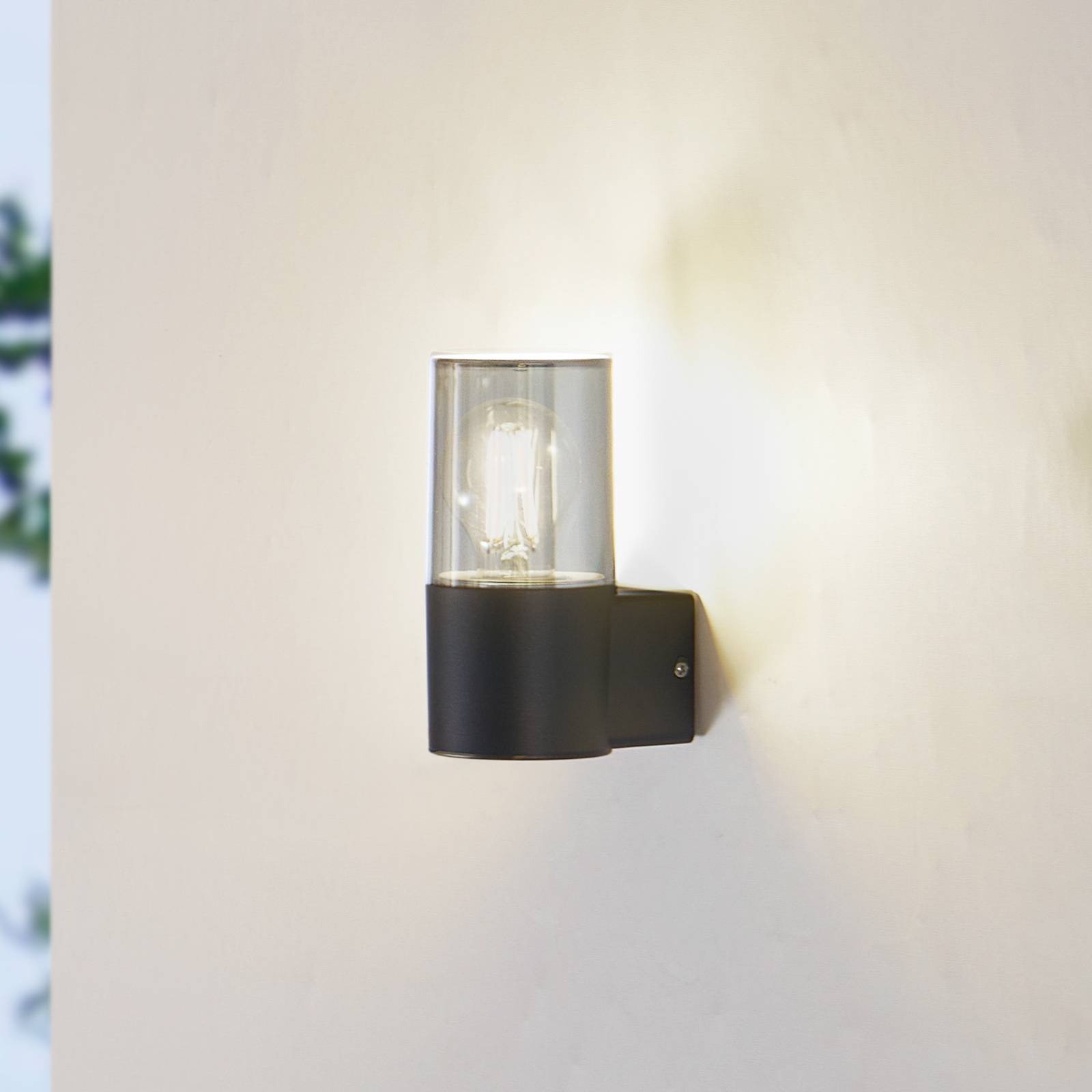 Lindby utomhusvägglampa Heulo Ø 8 cm rökgrå aluminium