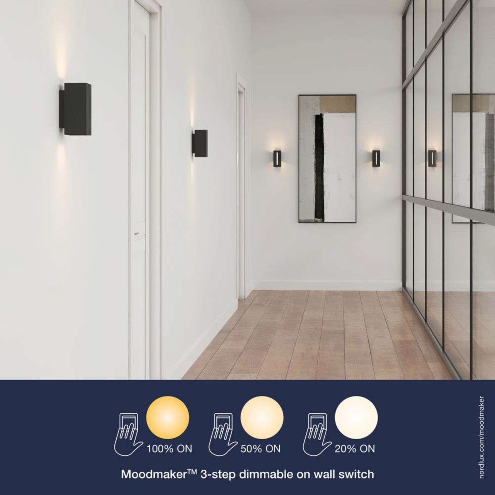 Mona LED Wandleuchte 3-Step Black/Opal - Nordlux