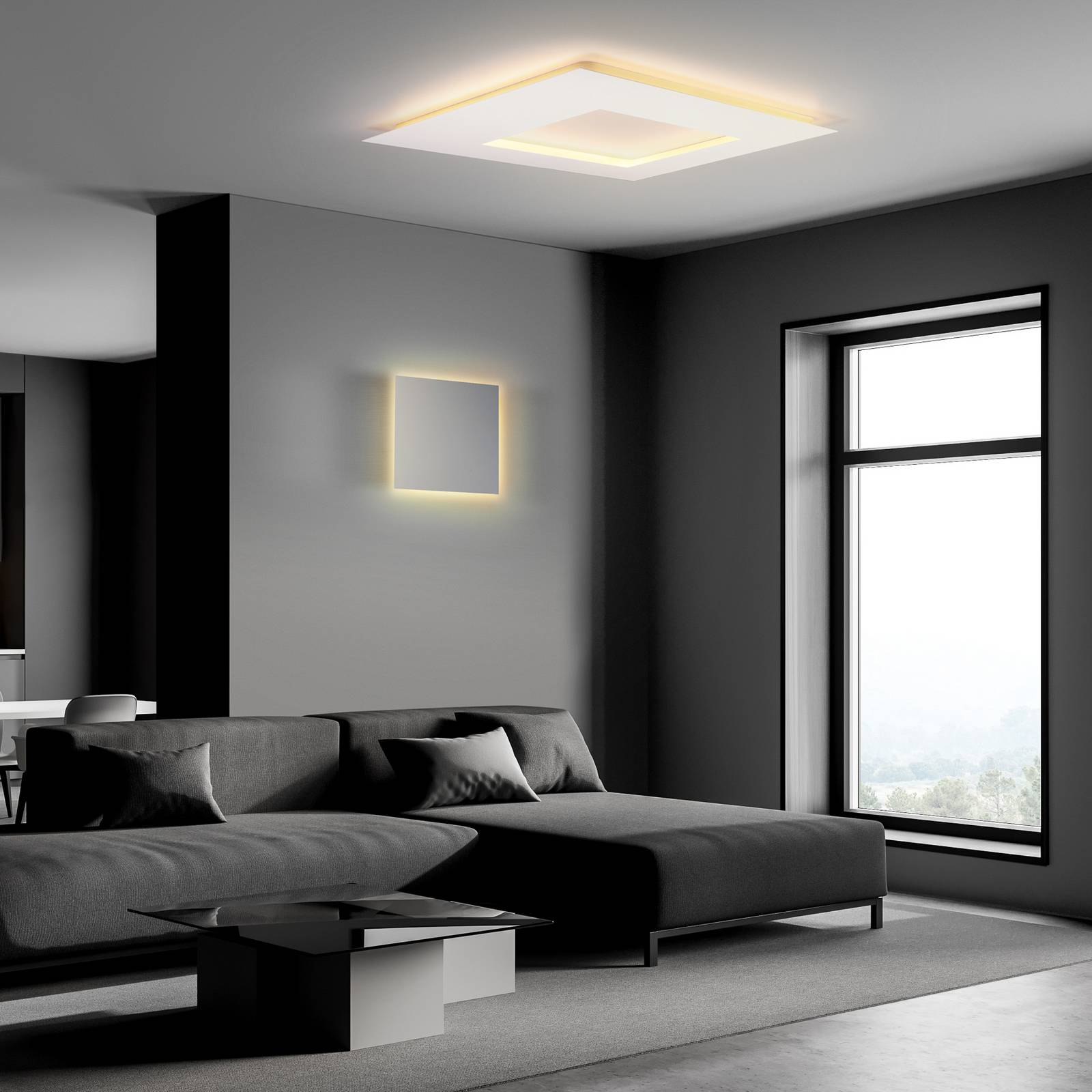 LED-Wandleuchte BLADE Q, silber matt, 34 x 34 cm, Metall dim günstig online kaufen