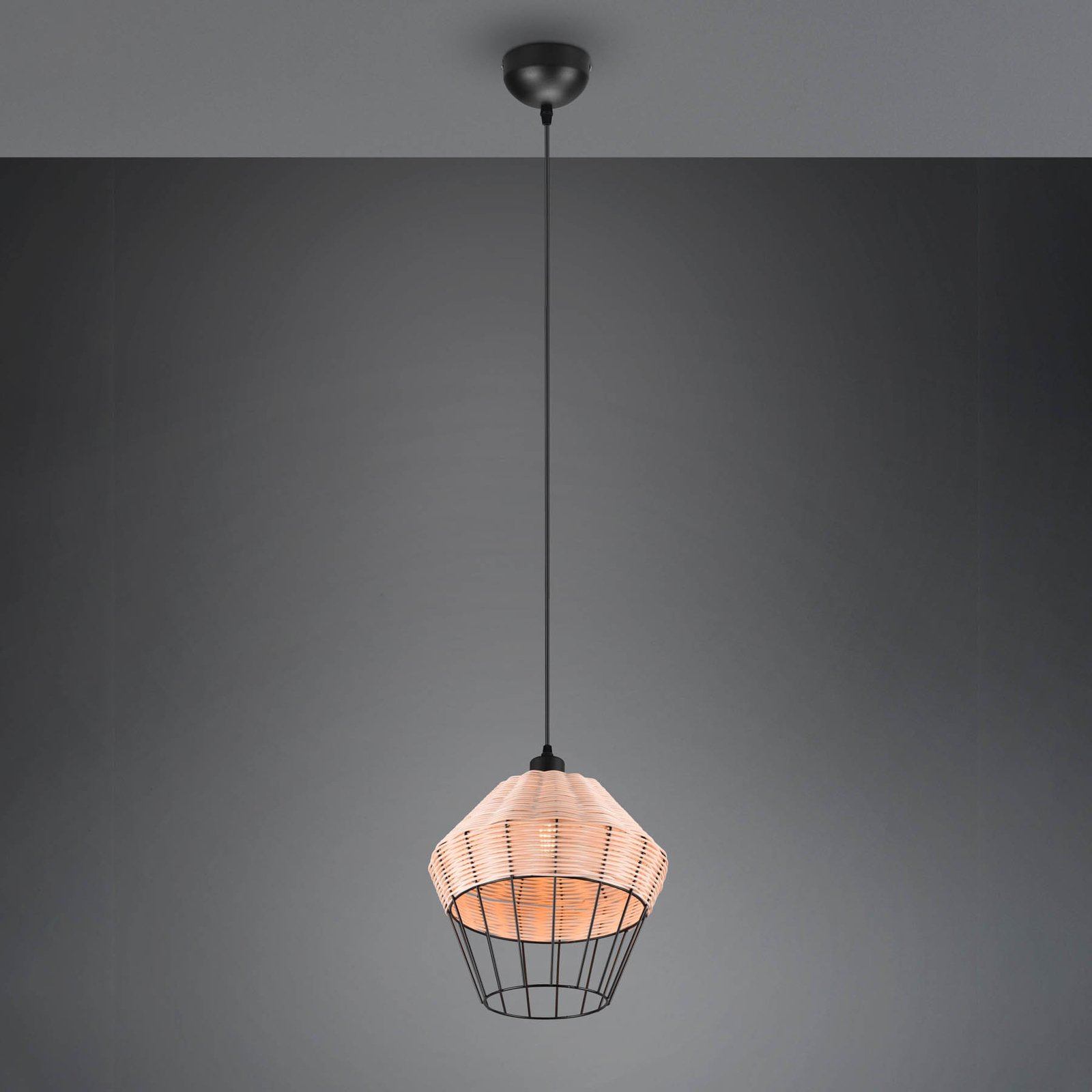 Borka hanging light rattan cage lampshade 1-bulb