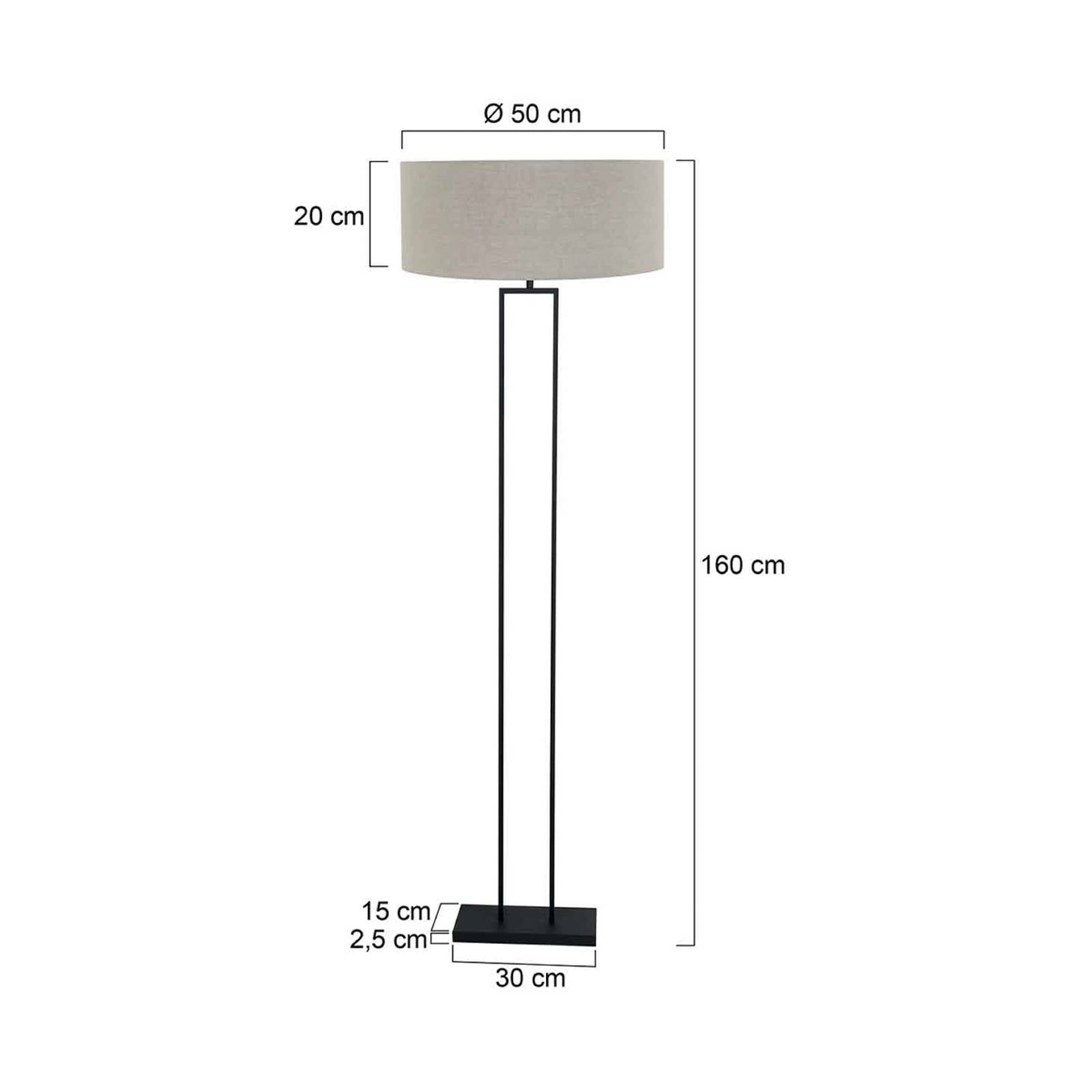 Steinhauer Lampadaire Stang, noir/lin couleur boue, hauteur 160 cm, E27