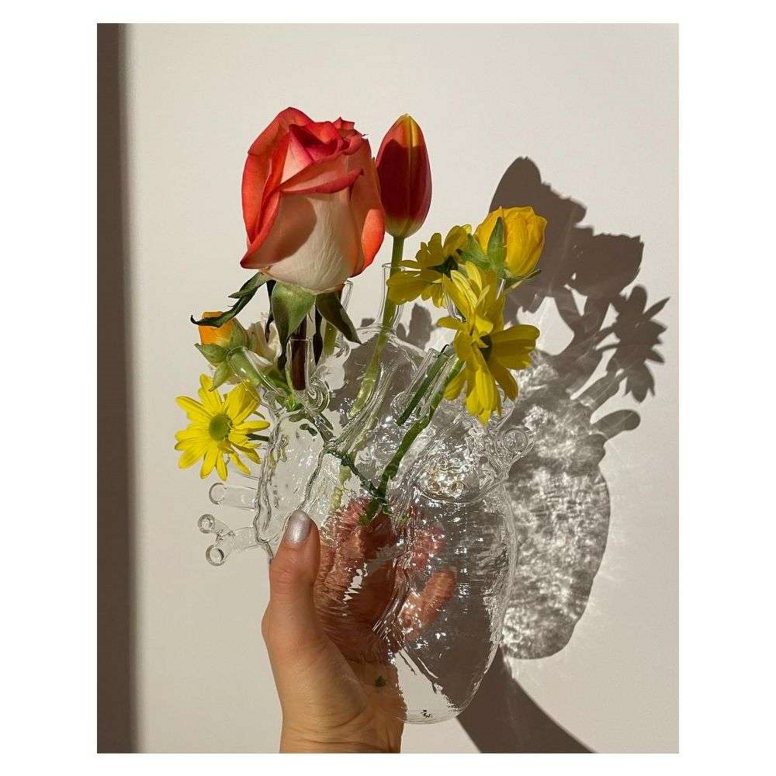 Love In Bloom Glass Heart Vase - Seletti