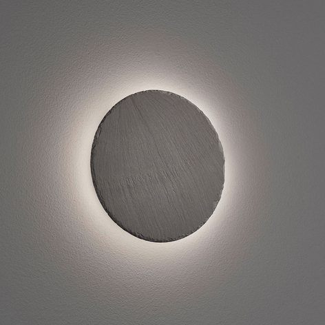 LED-vägglampa Raven av skiffer, rund