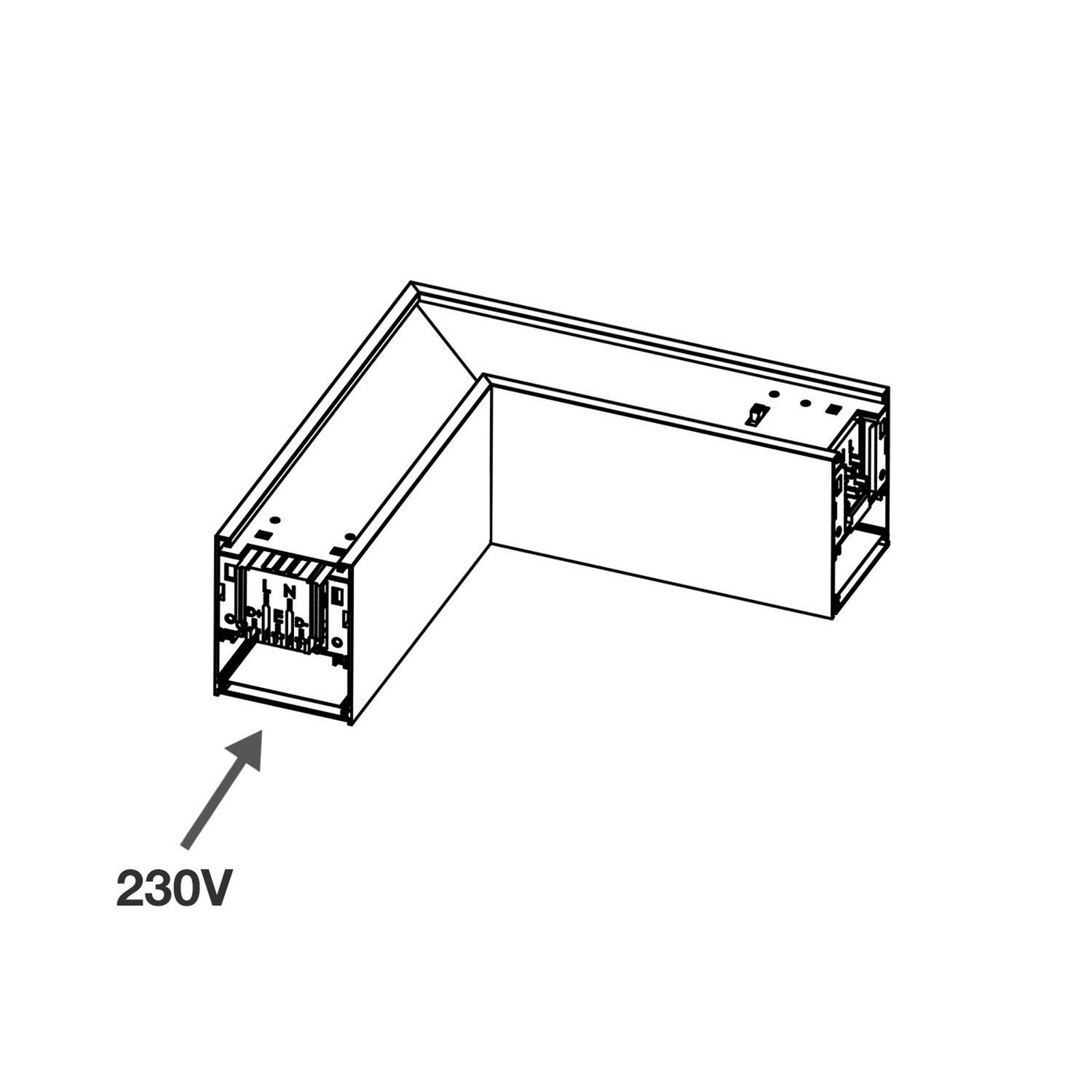 SLC LED γωνιακό κομμάτι Click L, AC, σύνδεση αριστερά, μαύρο