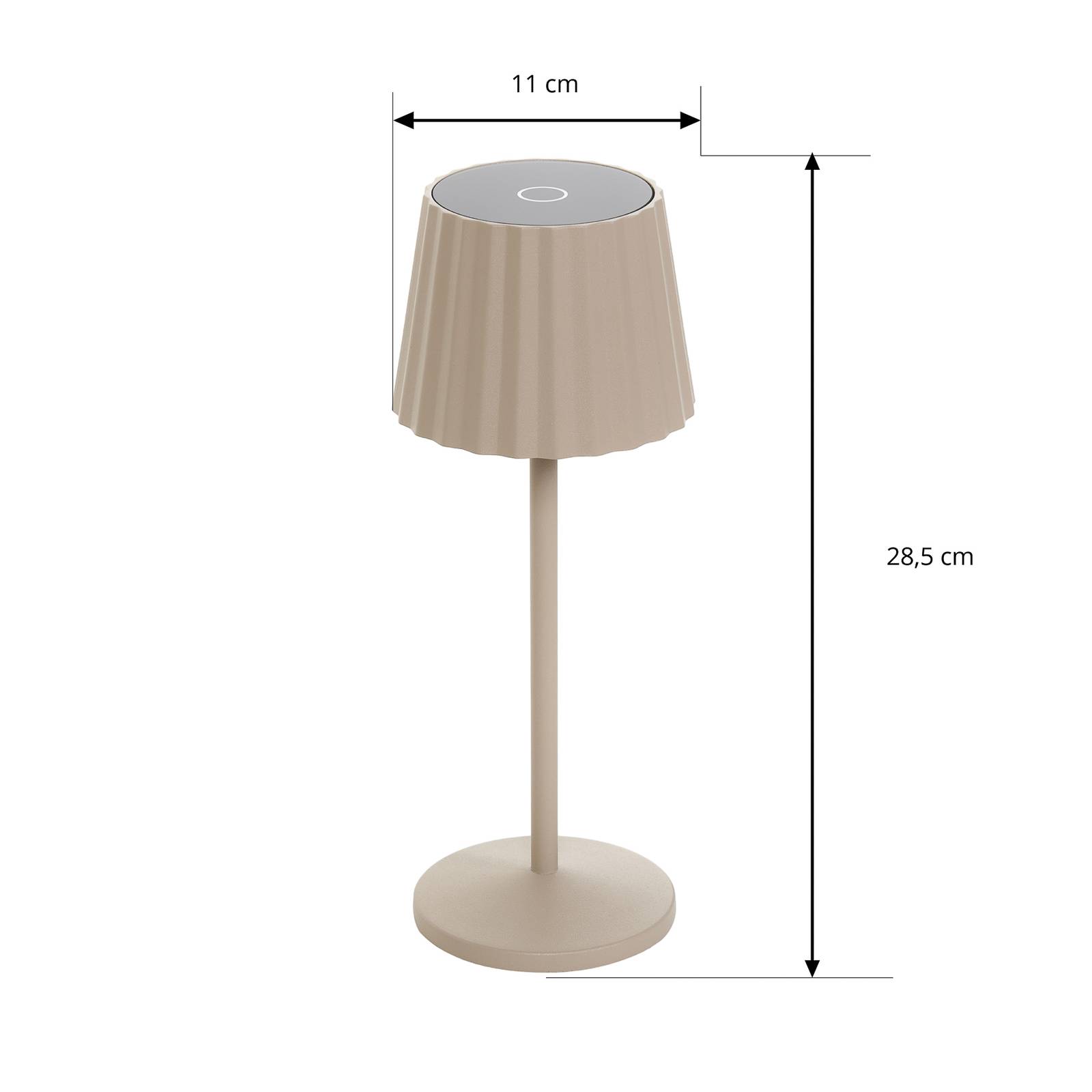 Lindby LED dobíjacia stolová lampa Esali, béžová, sada 3 ks, hliník
