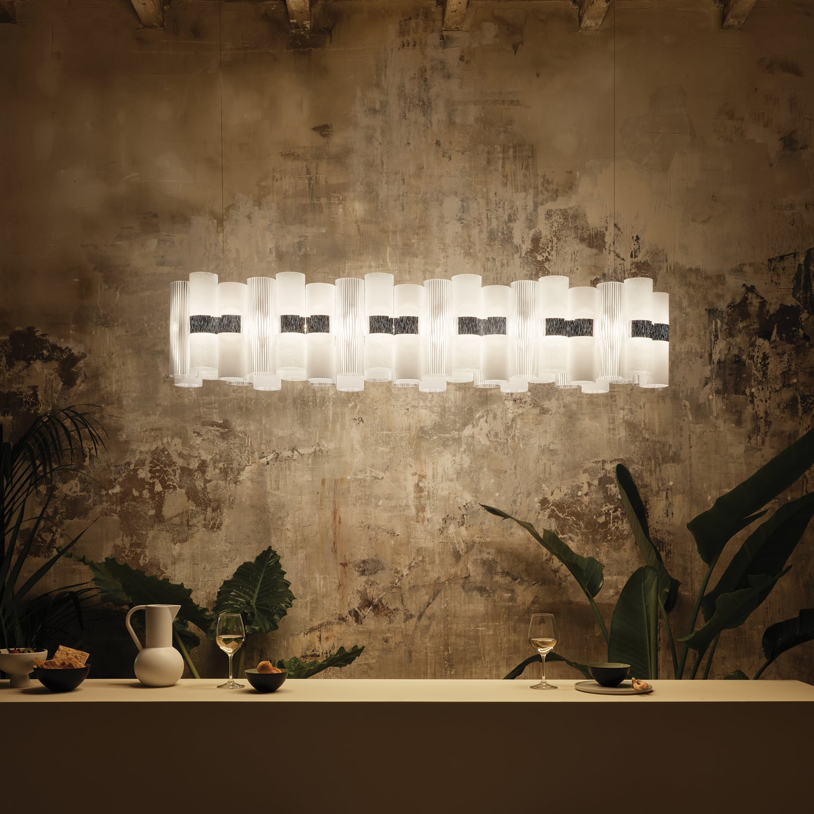 Candeeiro suspenso LED La Lollo, branco, 140 cm - Slamp