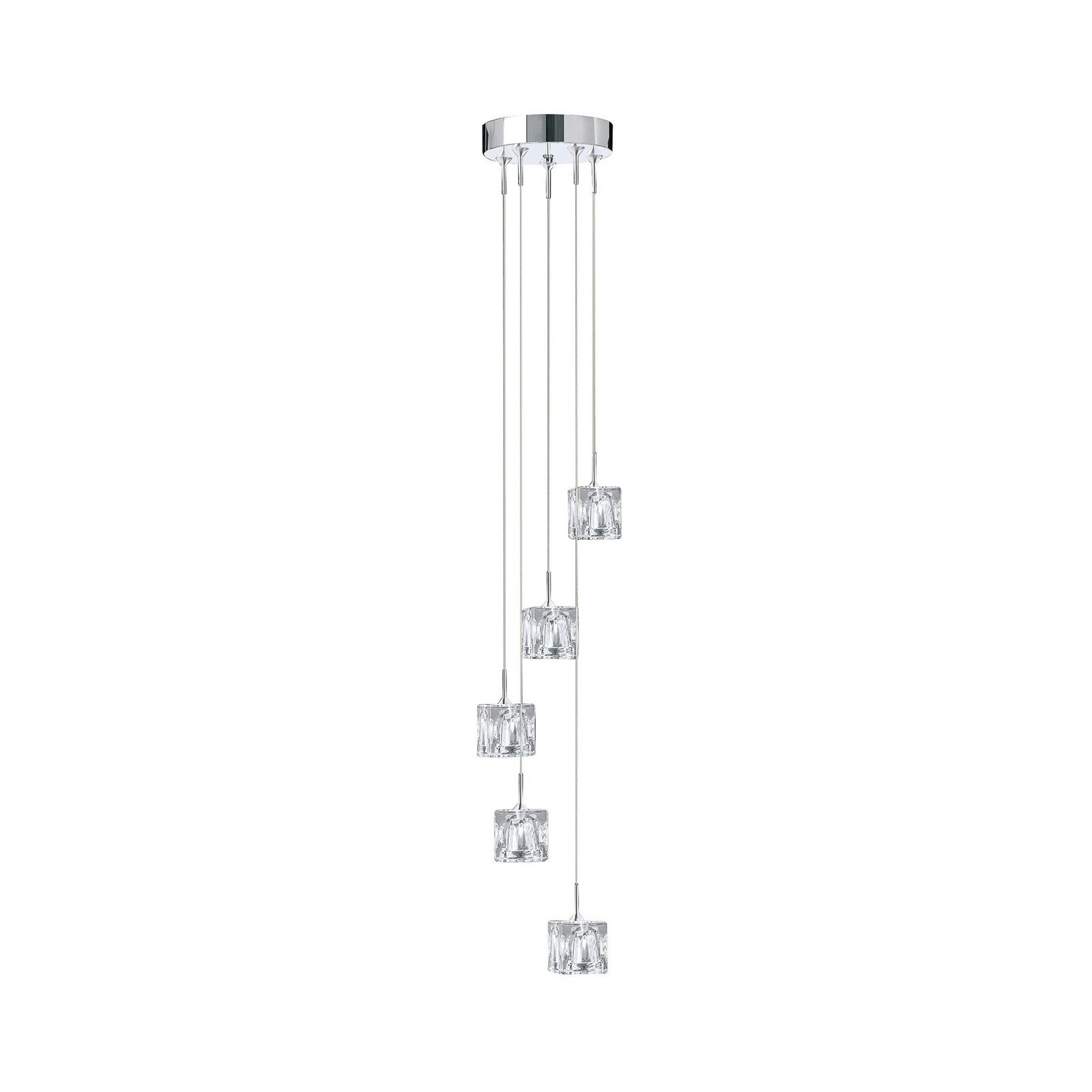 Searchlight Lampă suspendată Ice Cube LED 5 becuri crom sticlă de cristal - Camera de zi / sufragerie - modern - crom clar
