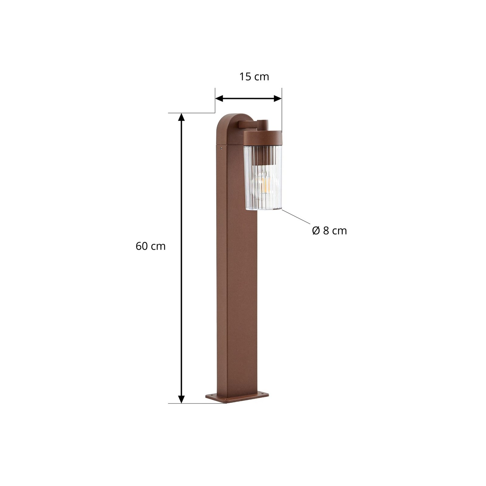 Lindby Chodníkové svetlo Kaliro, hrdzavé, 60 cm, E27, IP54