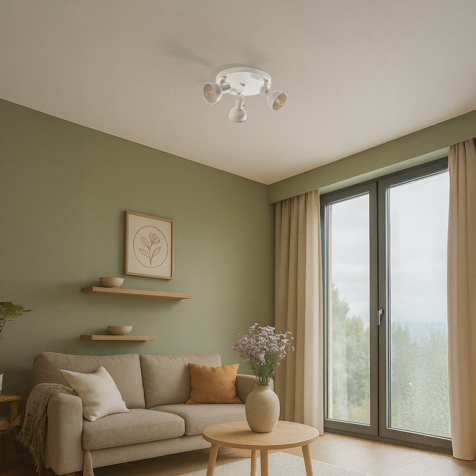 Kattovalaisin Trogir, beige, 3-lamppuinen, teräs, Ø 30 cm