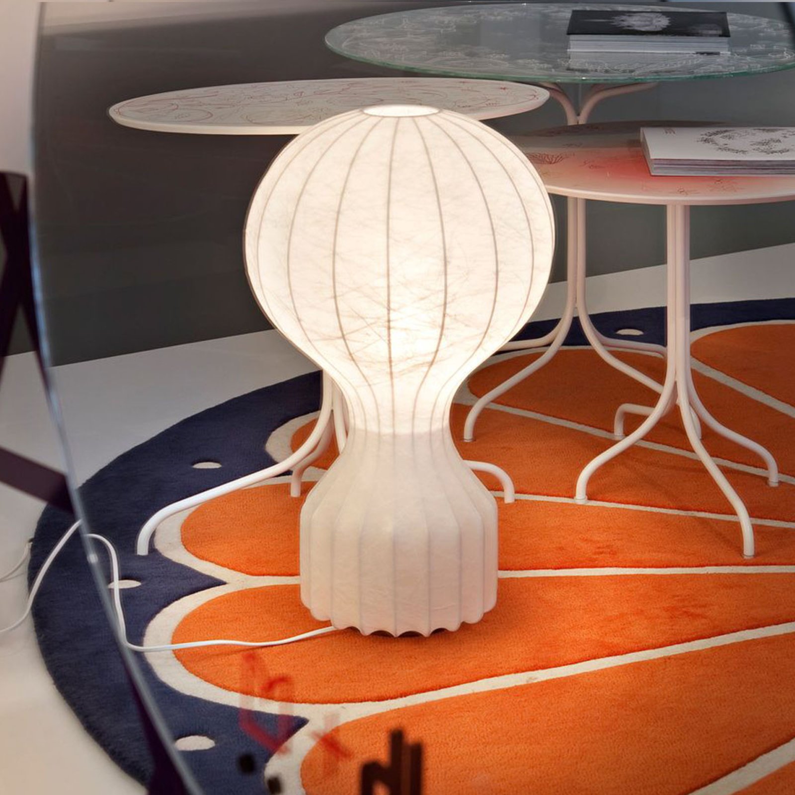 Flos Beautiful designer table lamp Gatto, for Living / Dining Room, cocoon, steel, E27, 46 W, energy efficiency: D, H: 56 cm