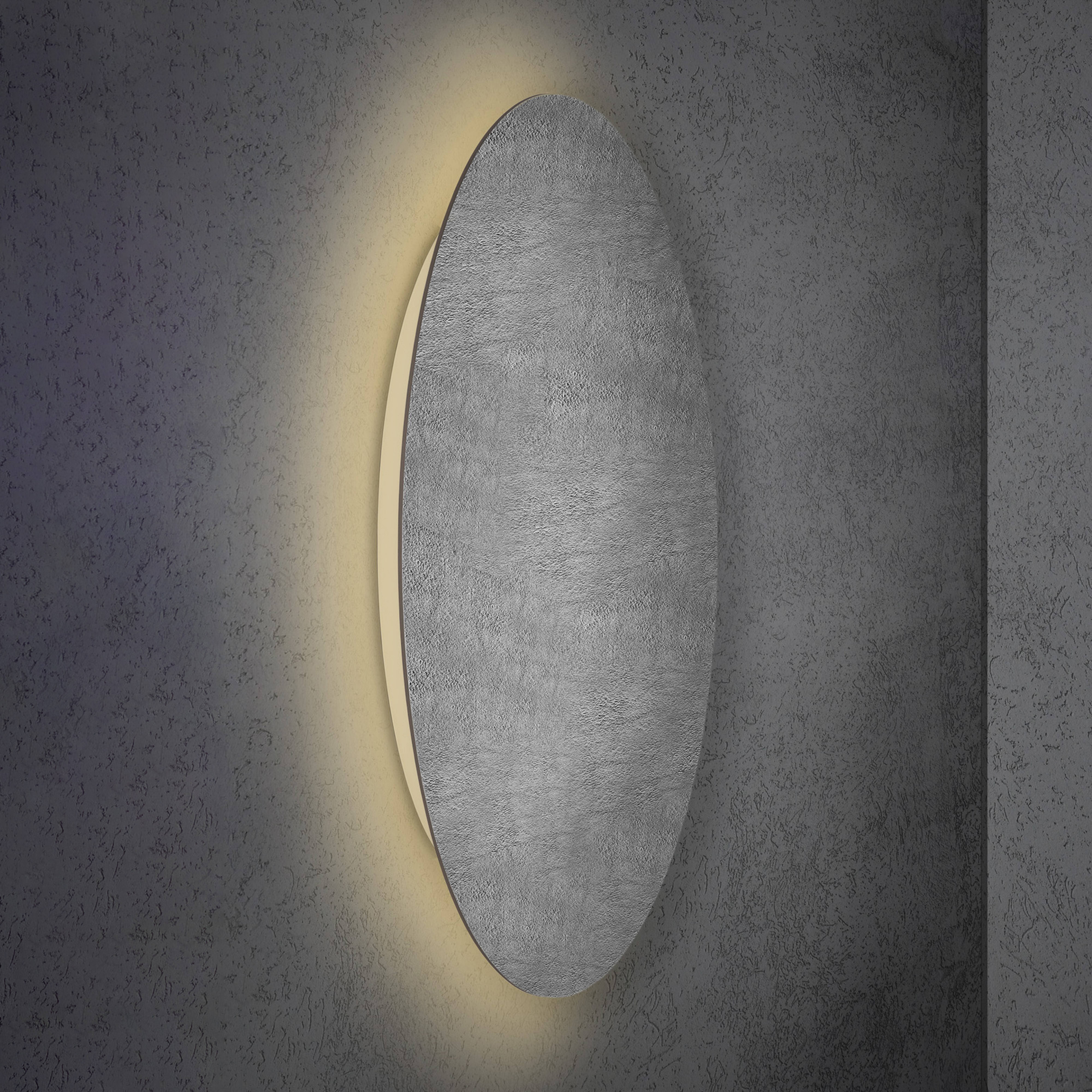 Aplique de pared LED Blad de Escale, aspecto hormigón, Ø 95 cm