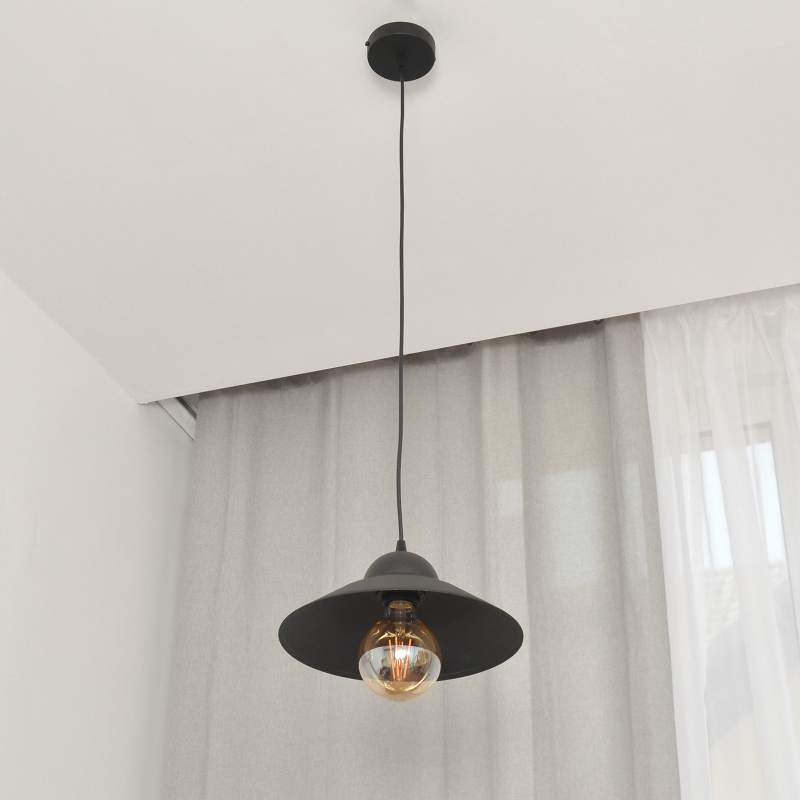 Sorapis lámpara colgante, negro, metal, Ø 27,5 cm