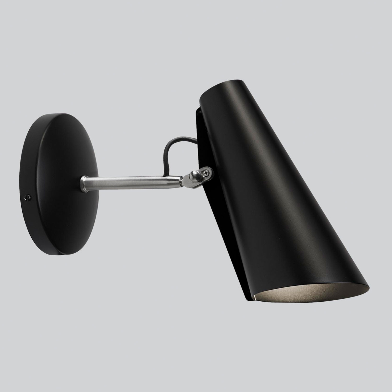 Northern Birdy - wall lamp 31.5 cm black/steel, for Living / Dining Room, aluminium, steel, E27, 60 W, energy efficiency: A++, H: 19 cm