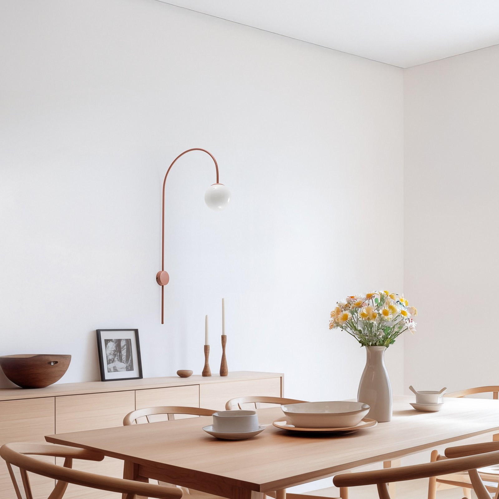 Una wall light, metal, glass, coral red Una wall light, metal, glass, coral red