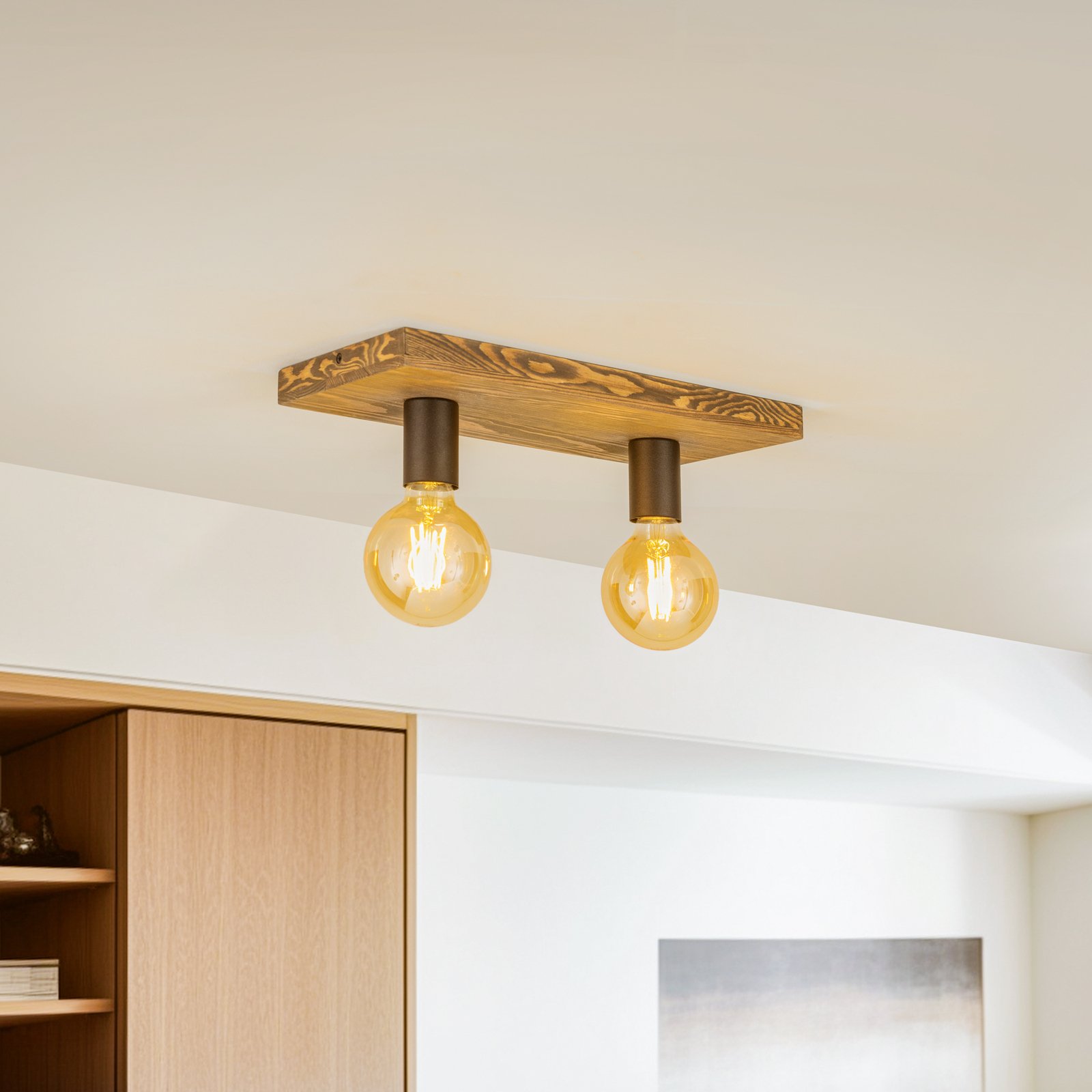 Envostar Lobo ceiling lamp 2-bulb pine walnut