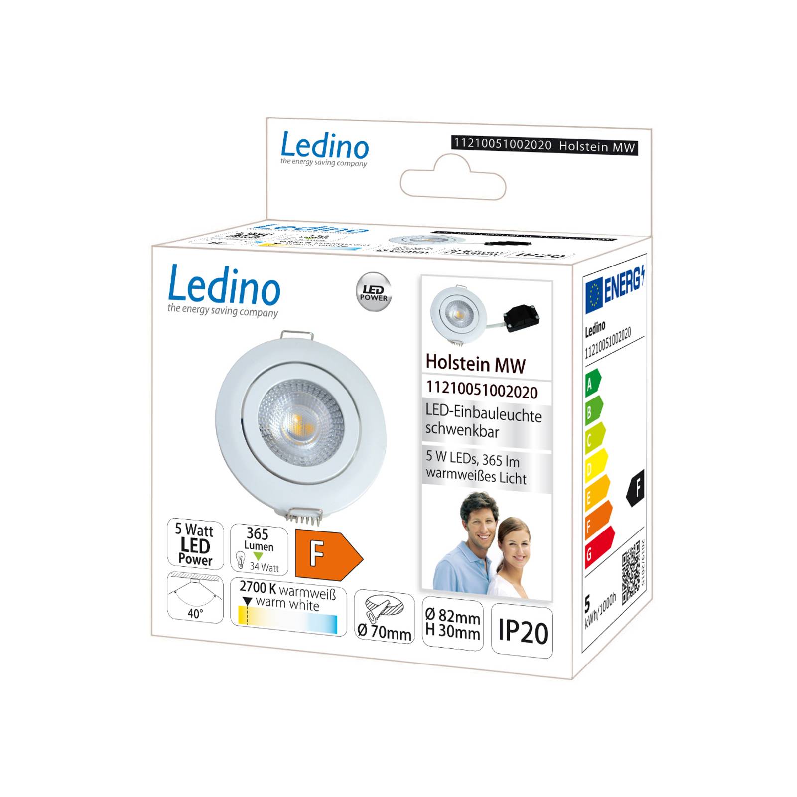 Ledino LED infälld belysning Holstein MS IP20 40° vit