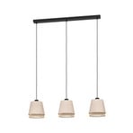 Tabley hanging light, black/natural colour, 89 cm, fabric, 3-bulb.