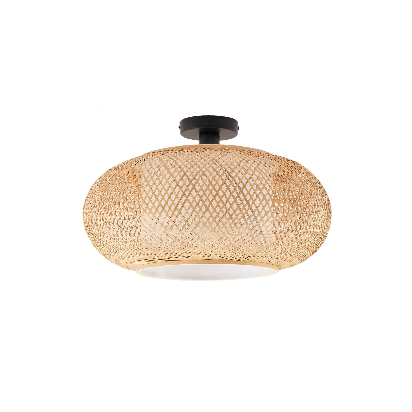 Lindby stropno svjetlo Romaine, bambus, prirodno/bijelo, Ø 50 cm