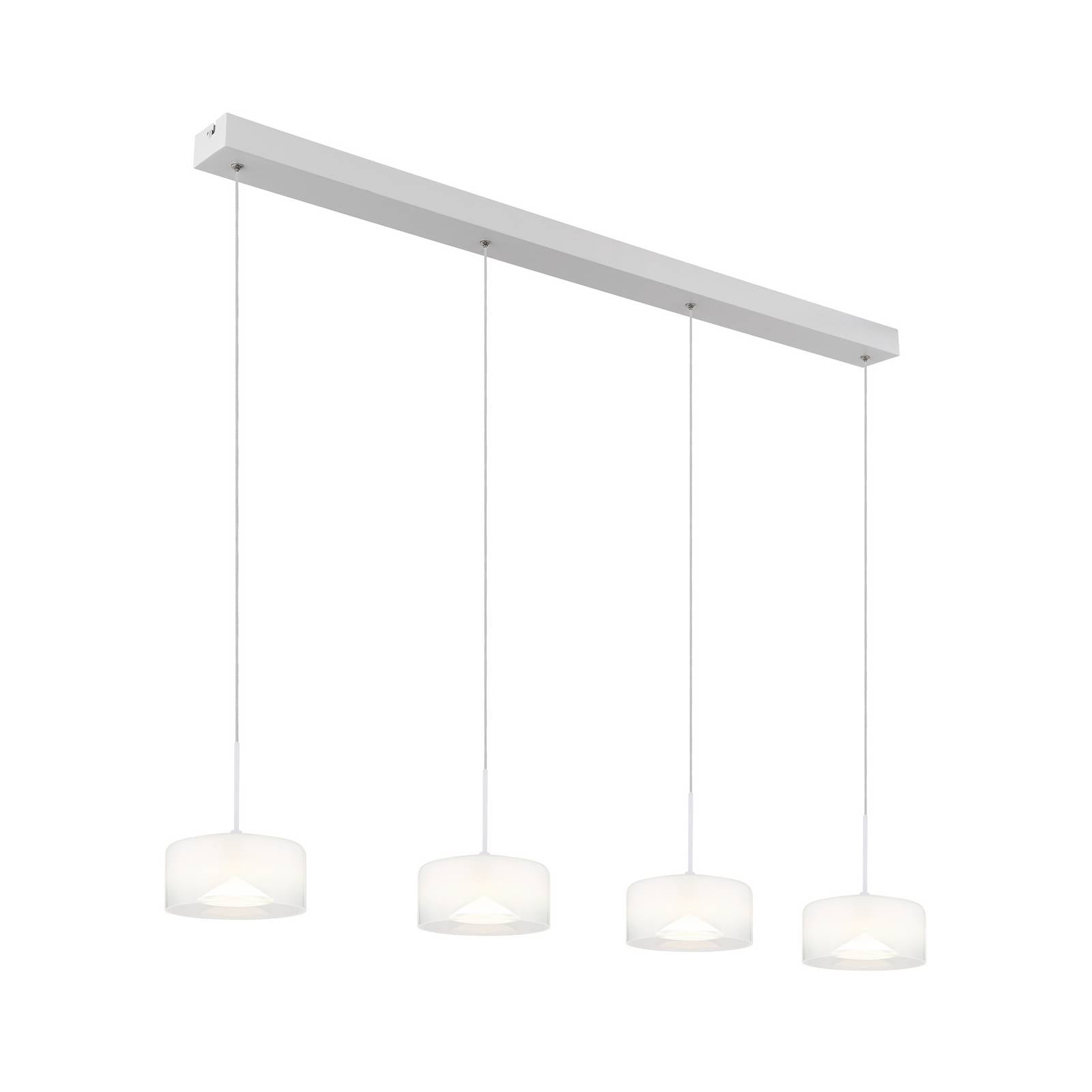 LED-Hängeleuchte Belinda, Länge 105 cm, weiß, 4-flg., Glas