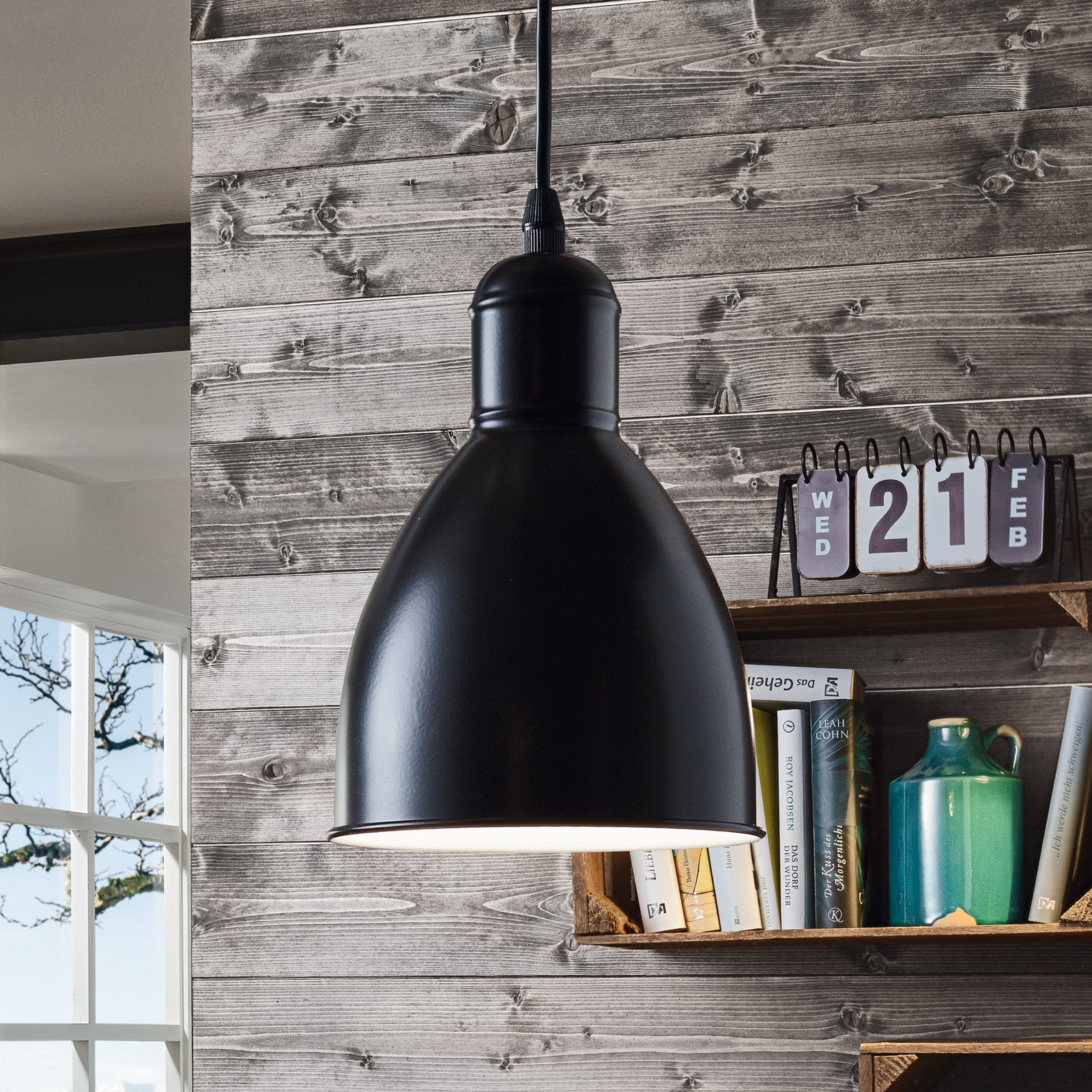 Pendant light Priddy 1, one-bulb, black