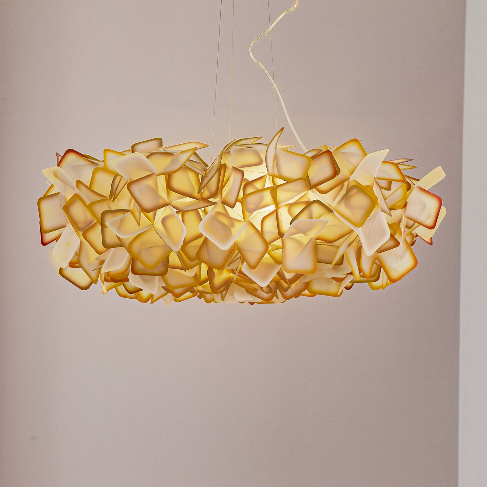 Slamp Laranja, Transparente Candeeiro Suspenso Clizia, Ø 78 Cm, Cor De Laranja
