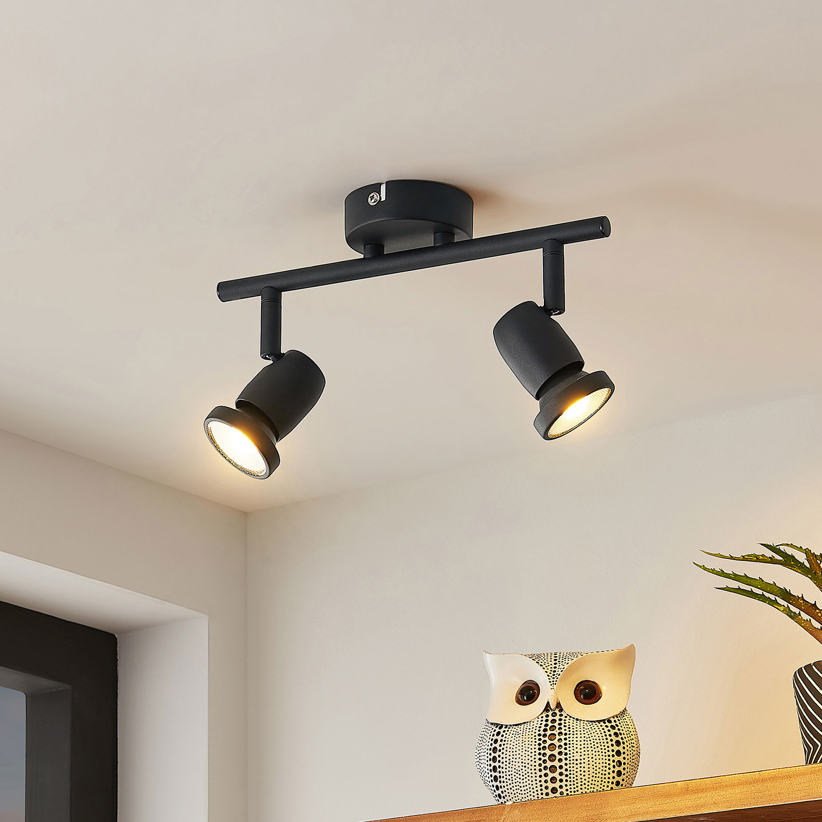 ELC Simano foco de techo LED, negro, 2 luces