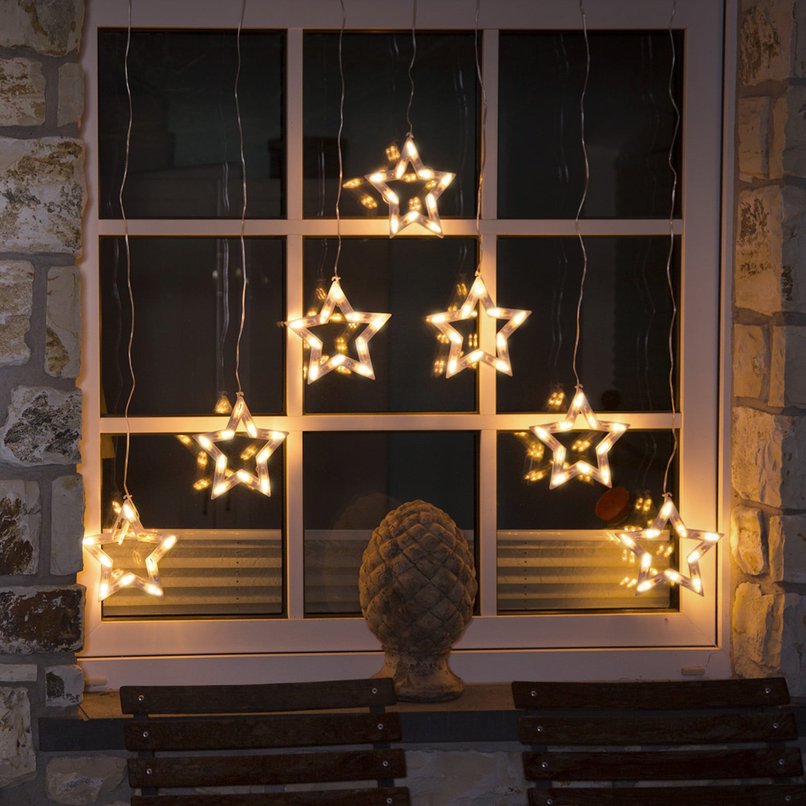Cortina de luz LED estrelas 70-flg.