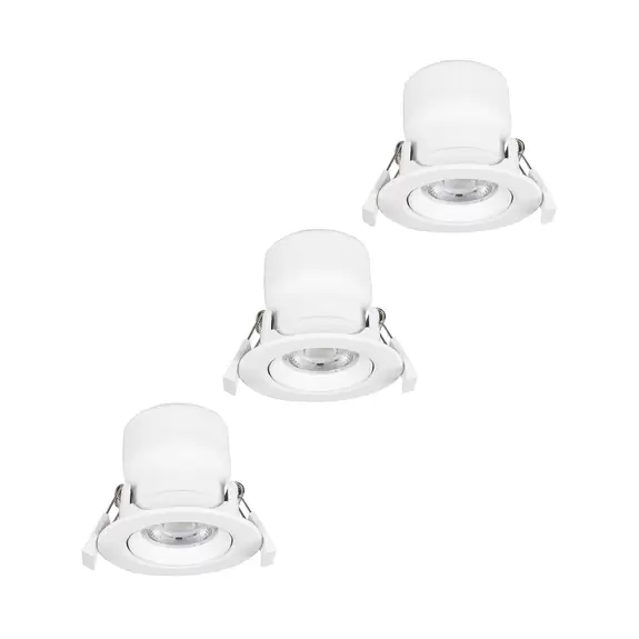 Lampenwelt Prios LED-Einbaulampe Shima, weiß, 7W, 3000K, 3er, dimmbar