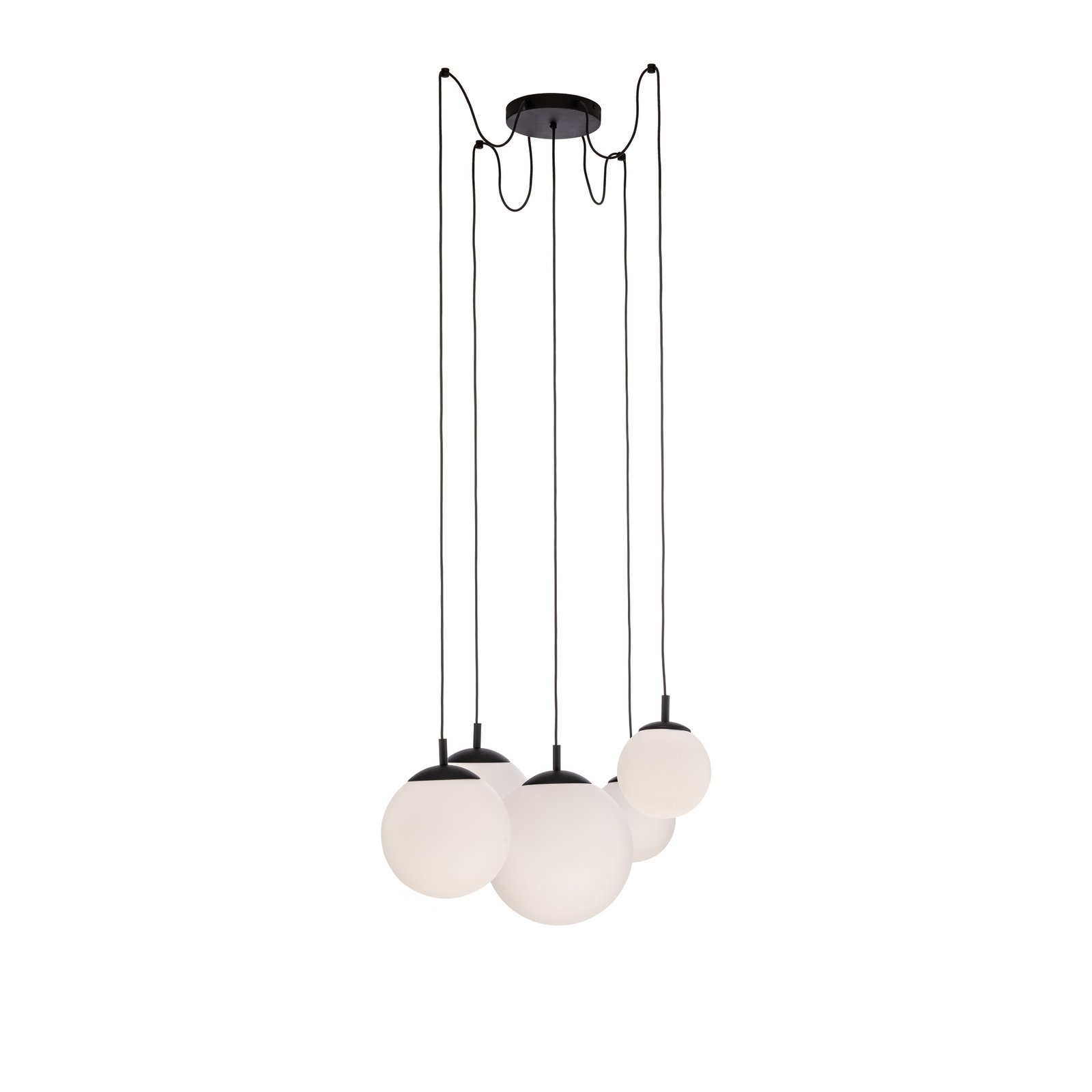 Hanglamp Esme, opaalglas, 5-lamps, decentraal