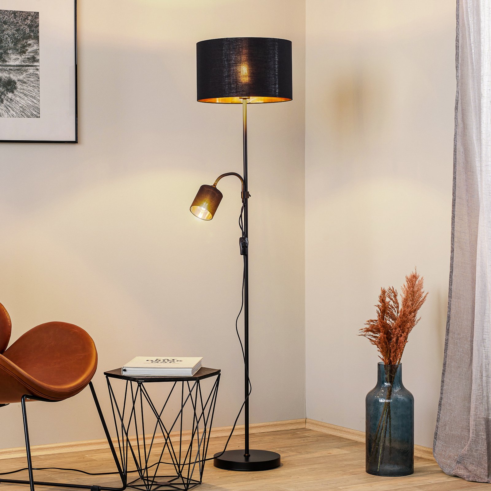 Lindby Olikana floor lamp, two-bulb, 160 cm