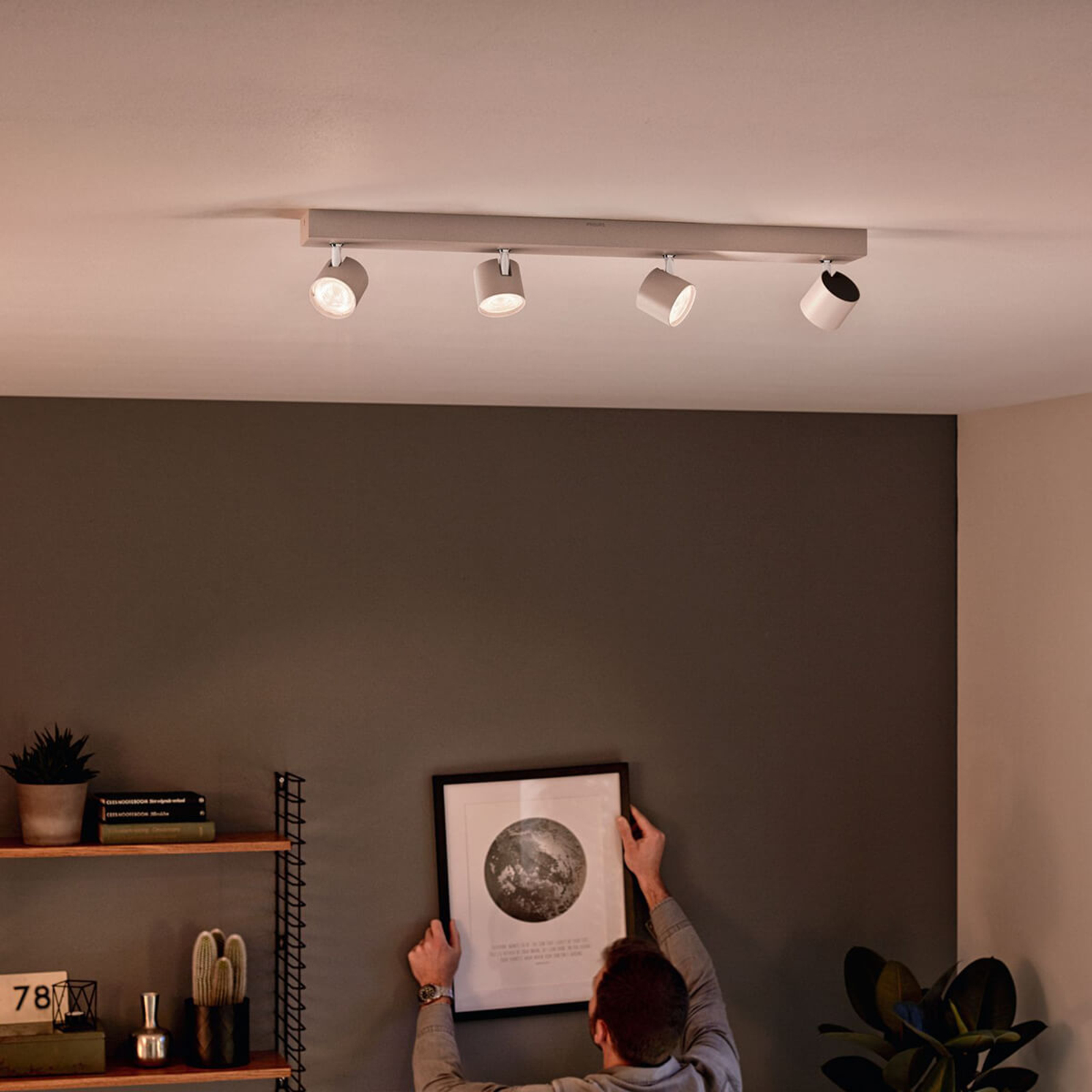 Star four-bulb LED ceiling spot, white, WarmGlow