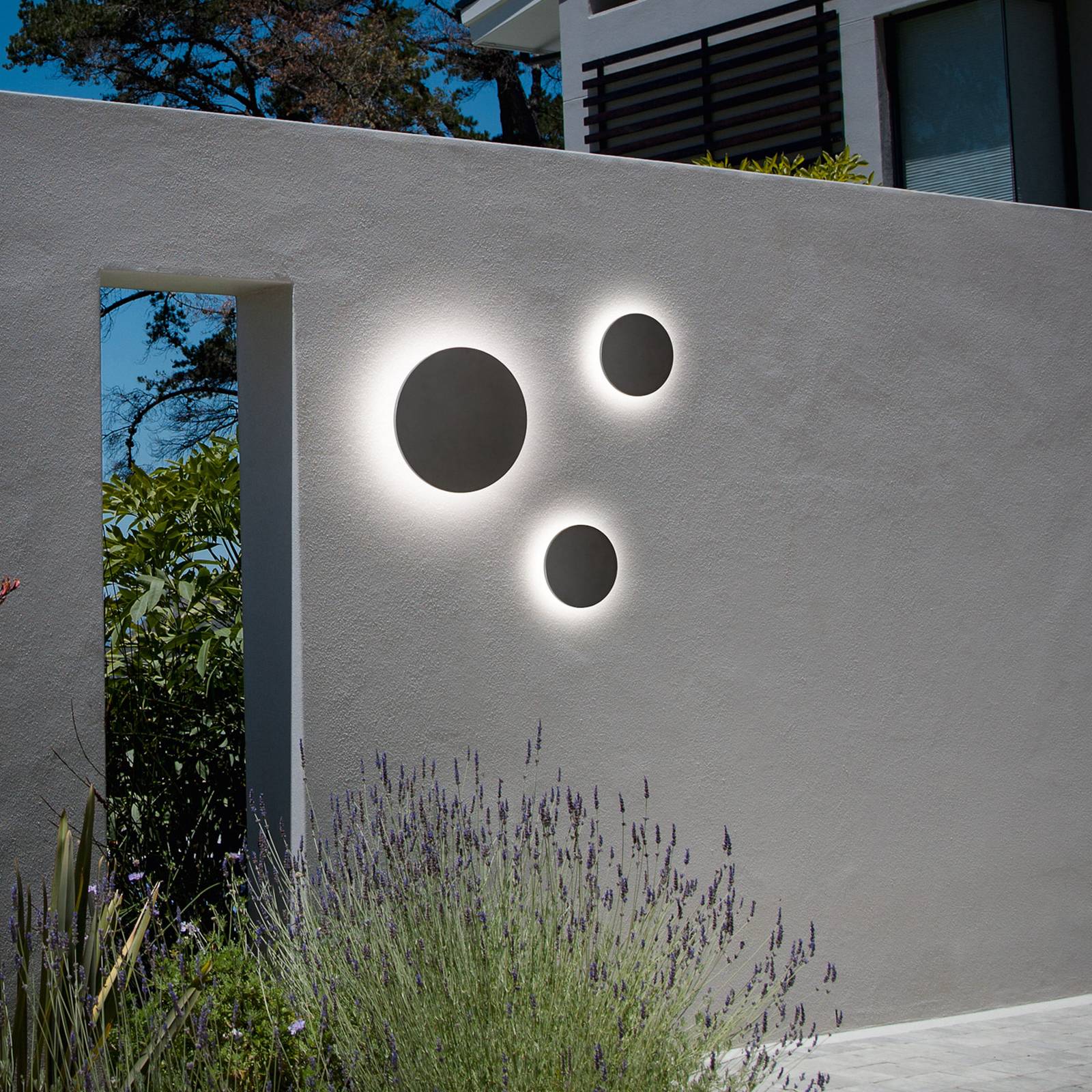 Applique d'extérieur LED IDEAL LUX Punto, anthracite, Ø 30 cm