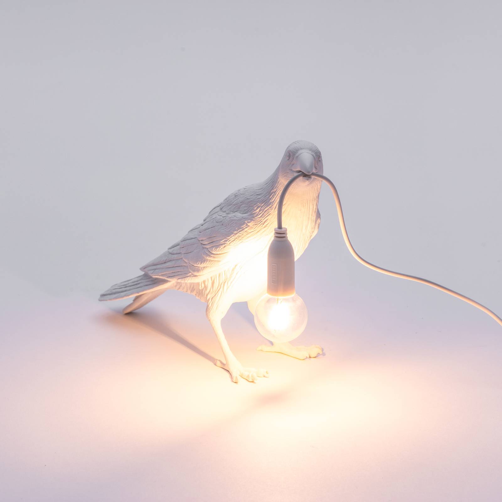 Lampa stołowa LED Bird Lamp, czekać, biała