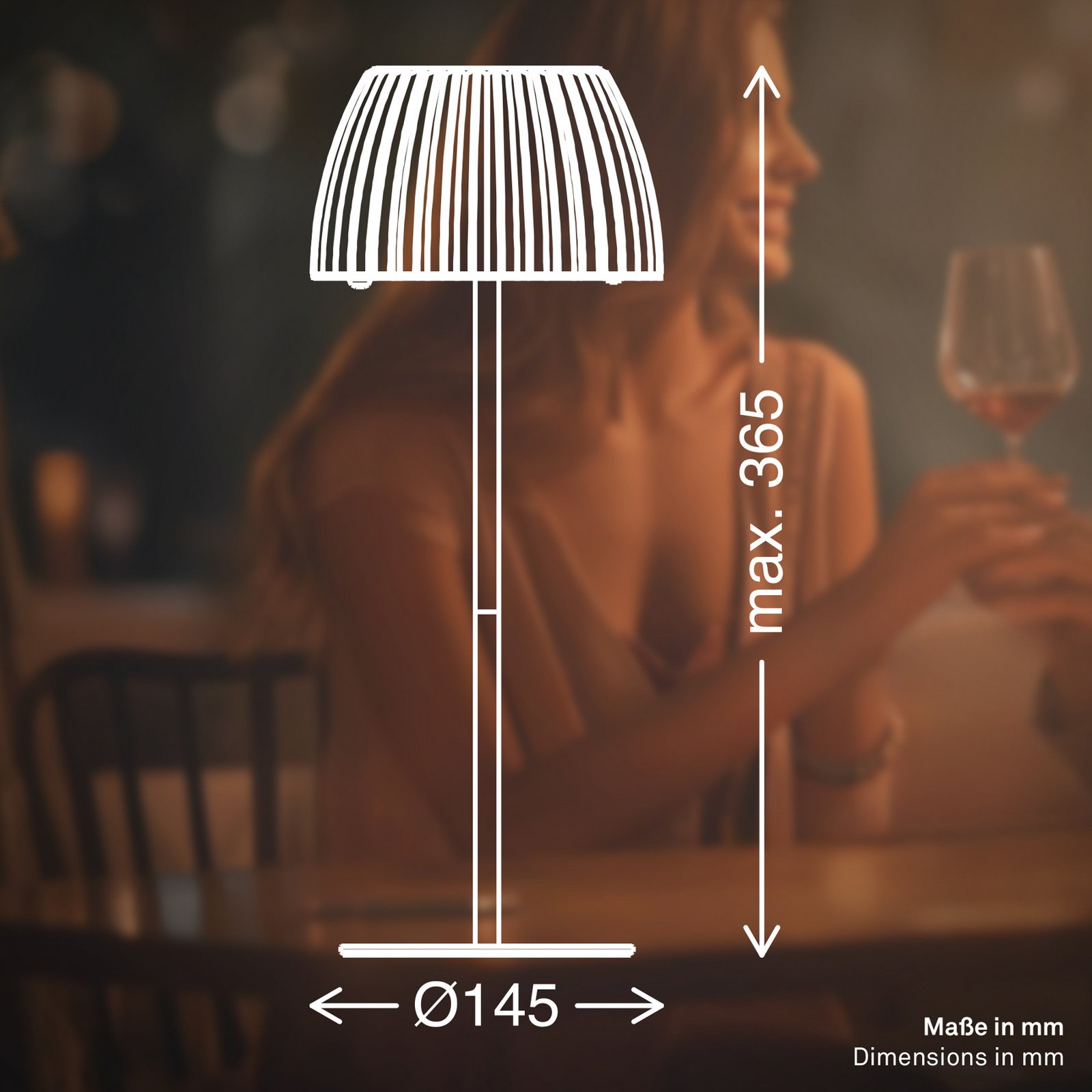 Lampe à poser LED rechargeable Brilo unplugged Riffle, 36 cm, cuivre