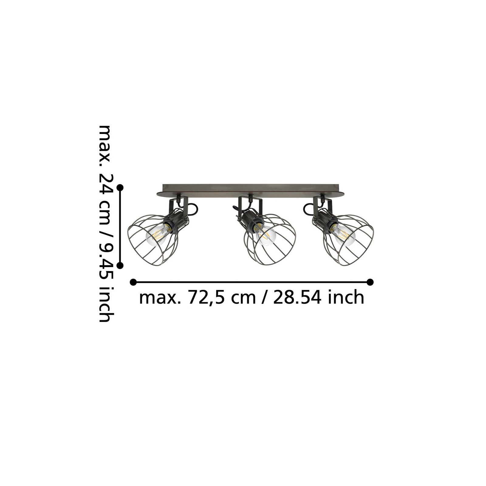 Plafoniera Sambatello, 3 luci, marrone/argento