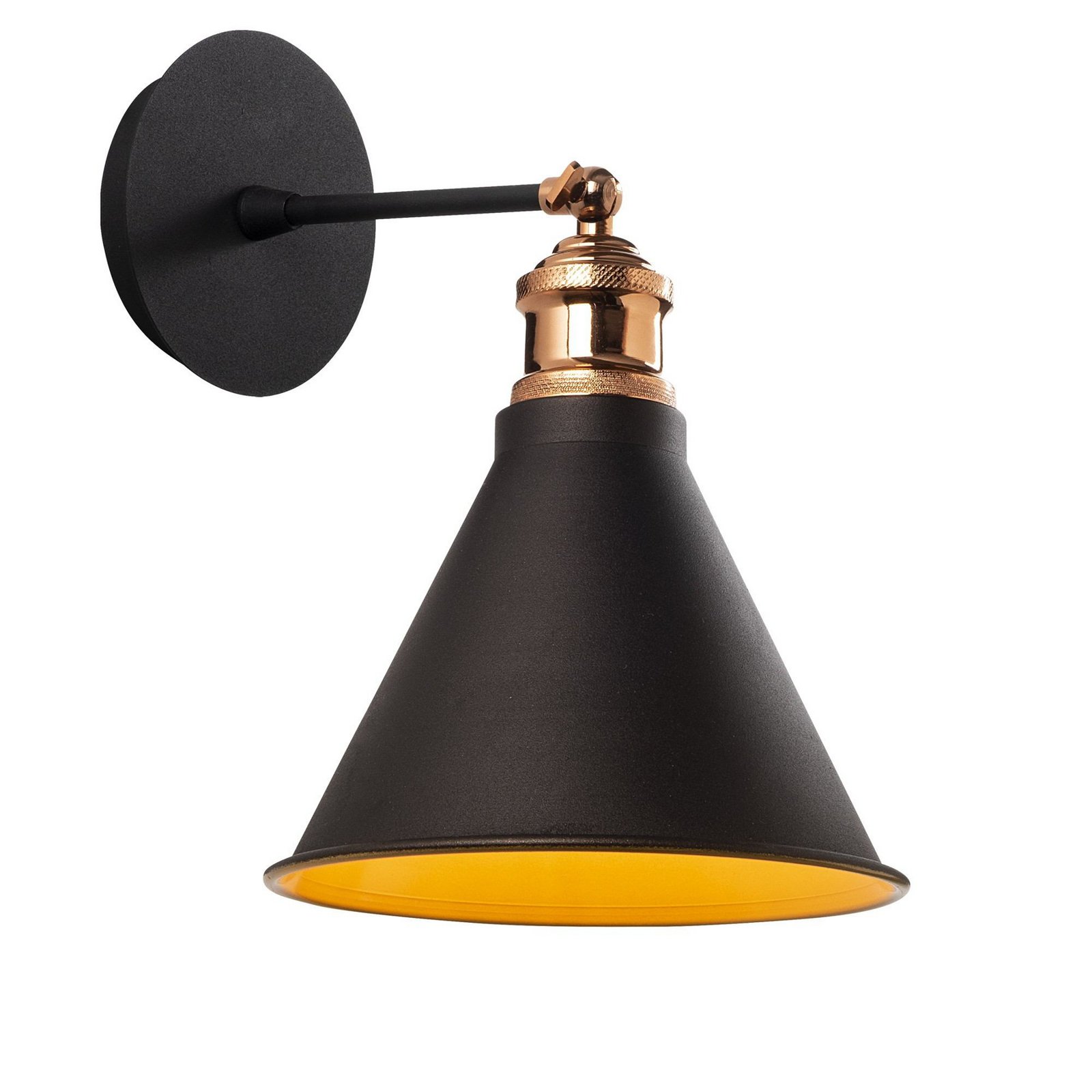 Wandlamp Berceste, zwart/goud, metaal, hoogte 29 cm