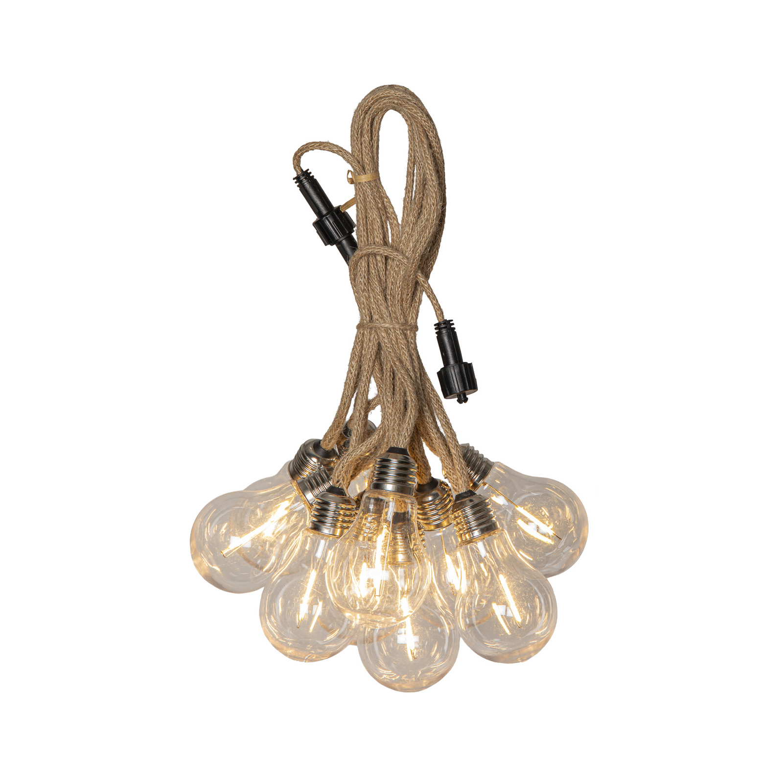 Jutta Outdoor -LED-valoketju, 10-lamppuinen, 5 m, juutti, IP44 Jutta Outdoor -LED-valoketju, 10-lamppuinen, 5 m, juutti, IP44