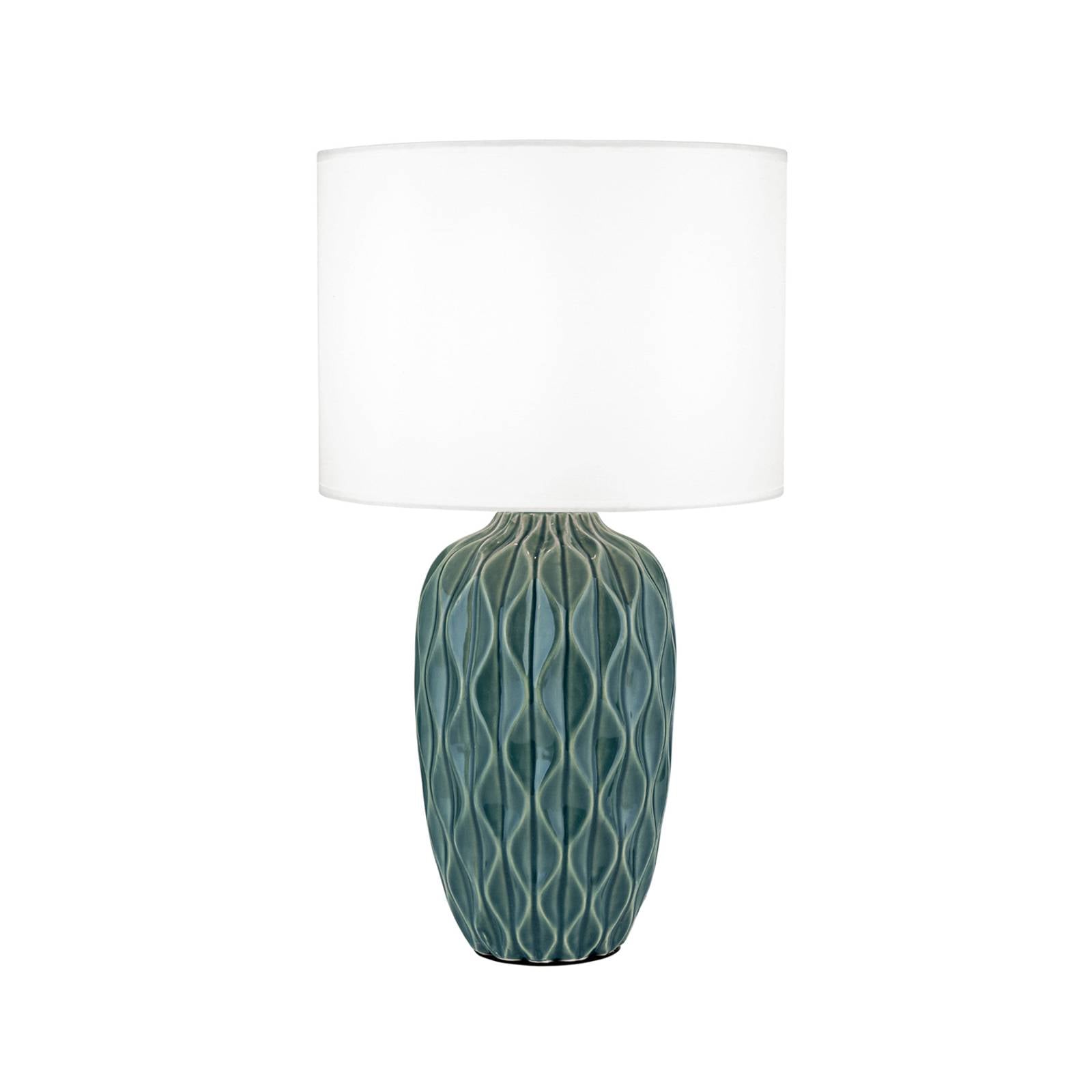 Tischlampe Tortuga grün weiß Höhe 495 cm Keramik Leinen