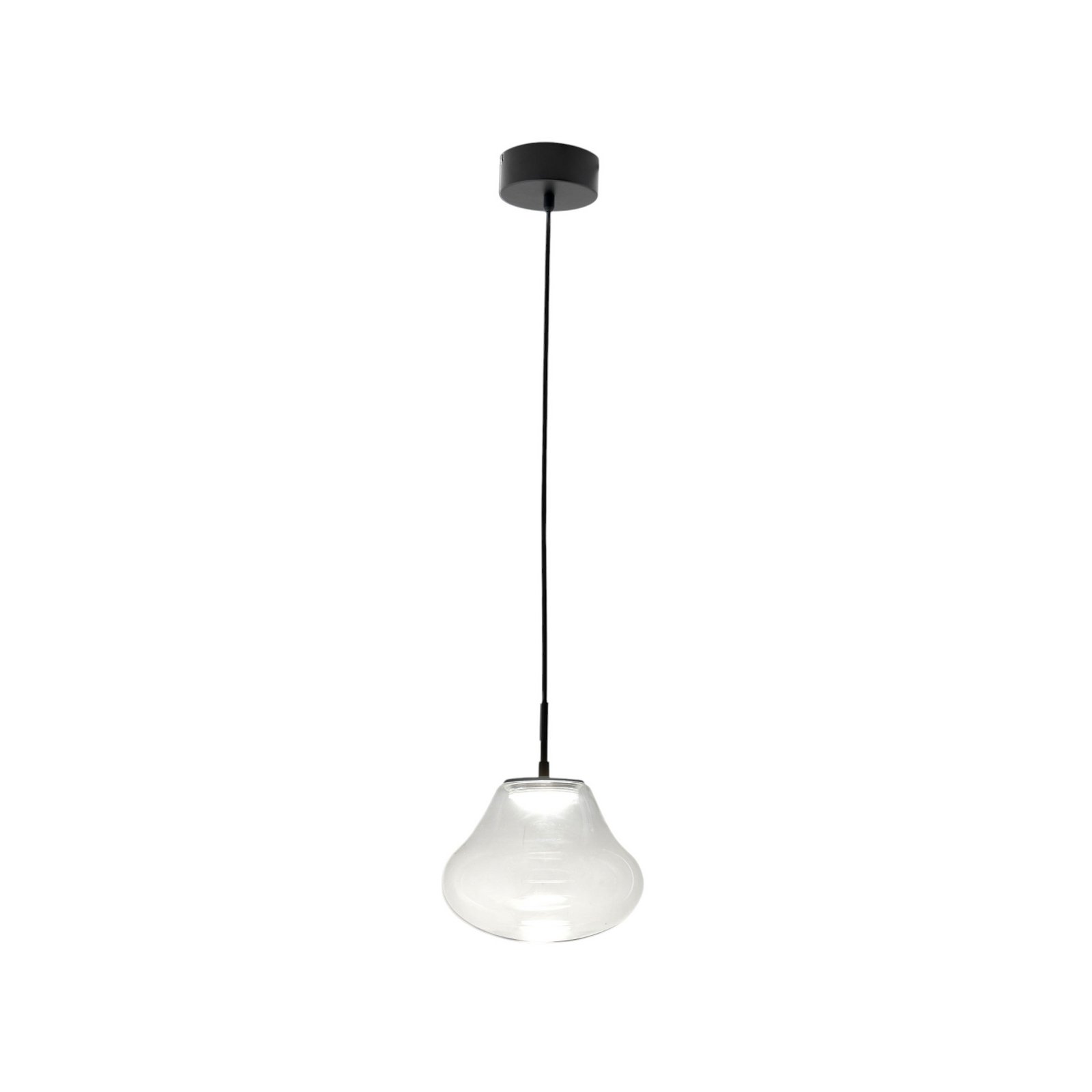 Deva LED pendant light, clear, glass, Ø 25 cm, CCT, dimmable