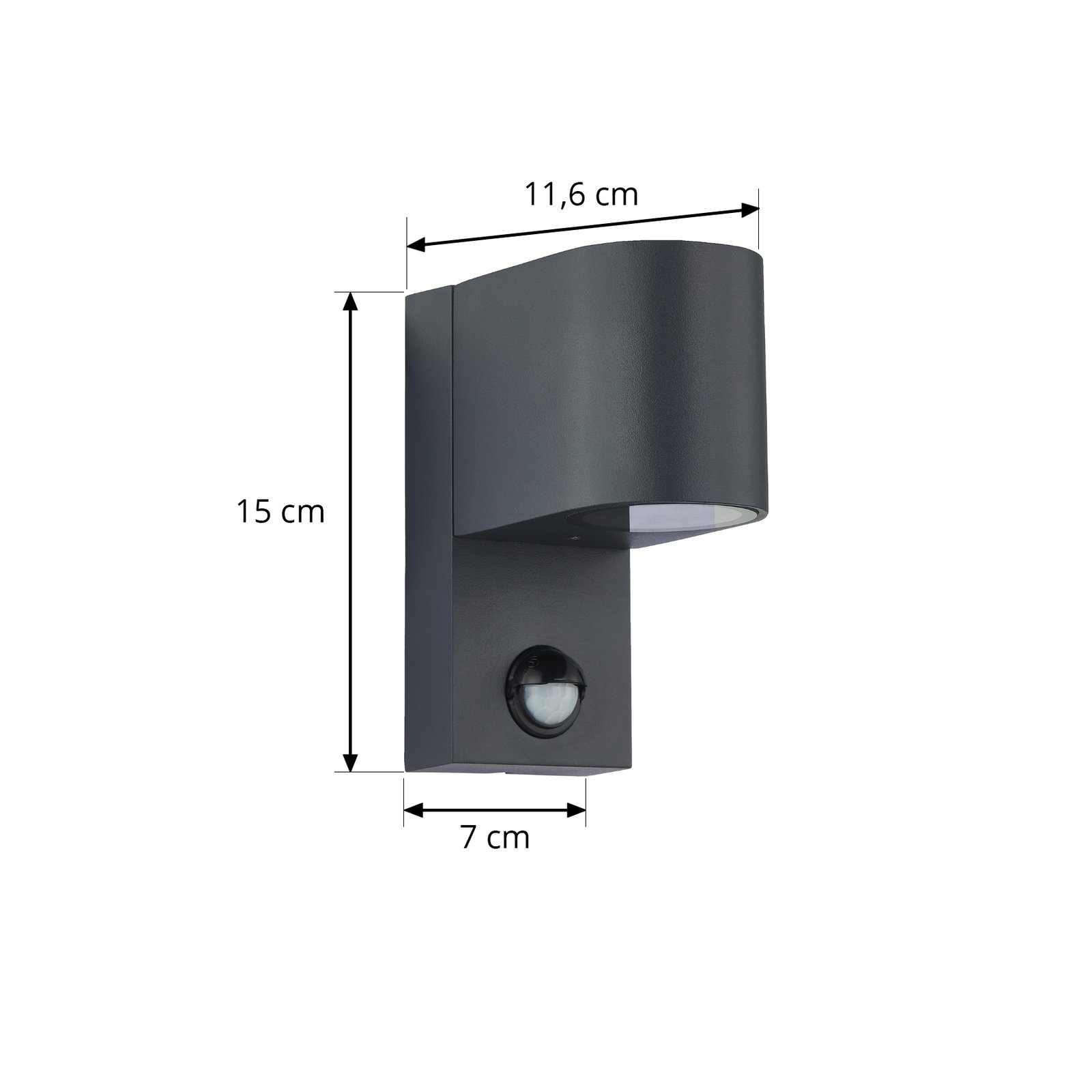 Lindby buitenwandlamp Gelso, aluminium, 15 cm, GU10, sensor