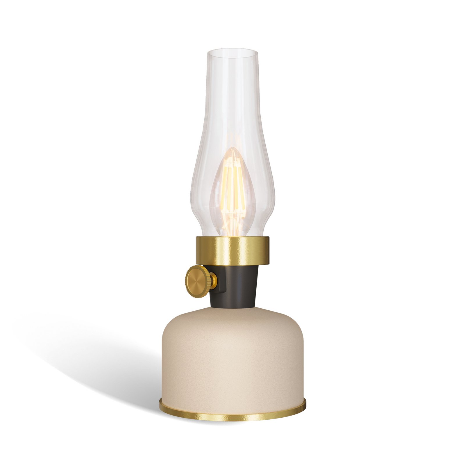 Calex LED-Akku-Tischleuchte Lavinio, sand, Laterne, Dimmer