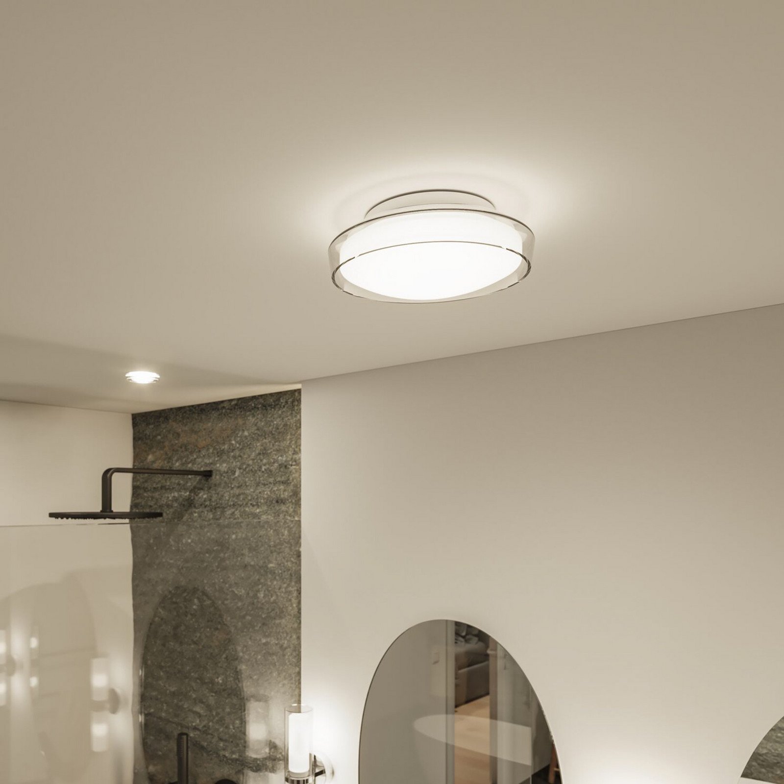 Paulmann Luena LED plafonieră cu LED IP44 cromat Ø25cm - Camera de zi / sufragerie - modern - crom transparent satinat - Metal