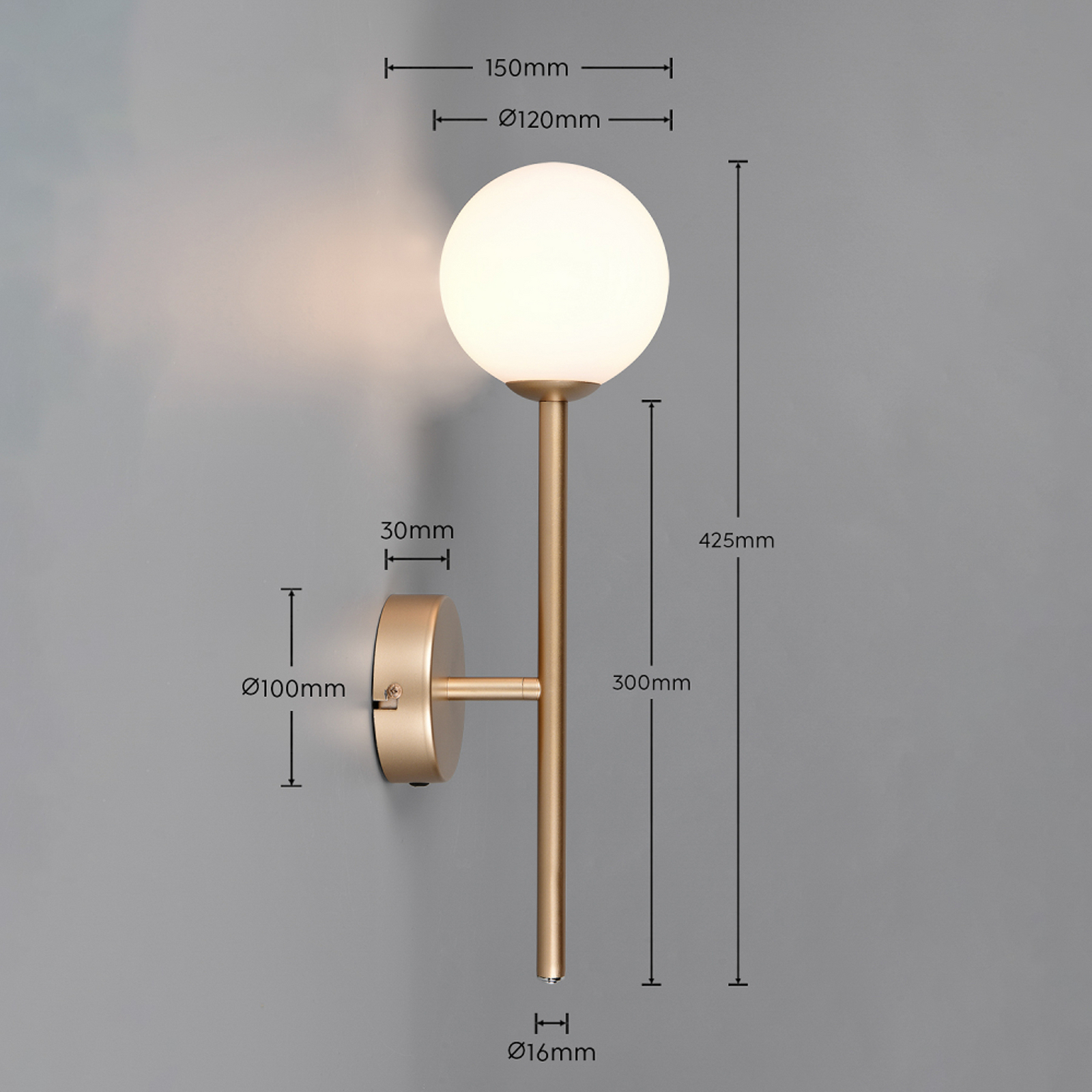 Aplică de perete Firano, culoare aurie, înălțime 42 cm, metal Aplică de perete Firano, culoare aurie, înălțime 42 cm, metal