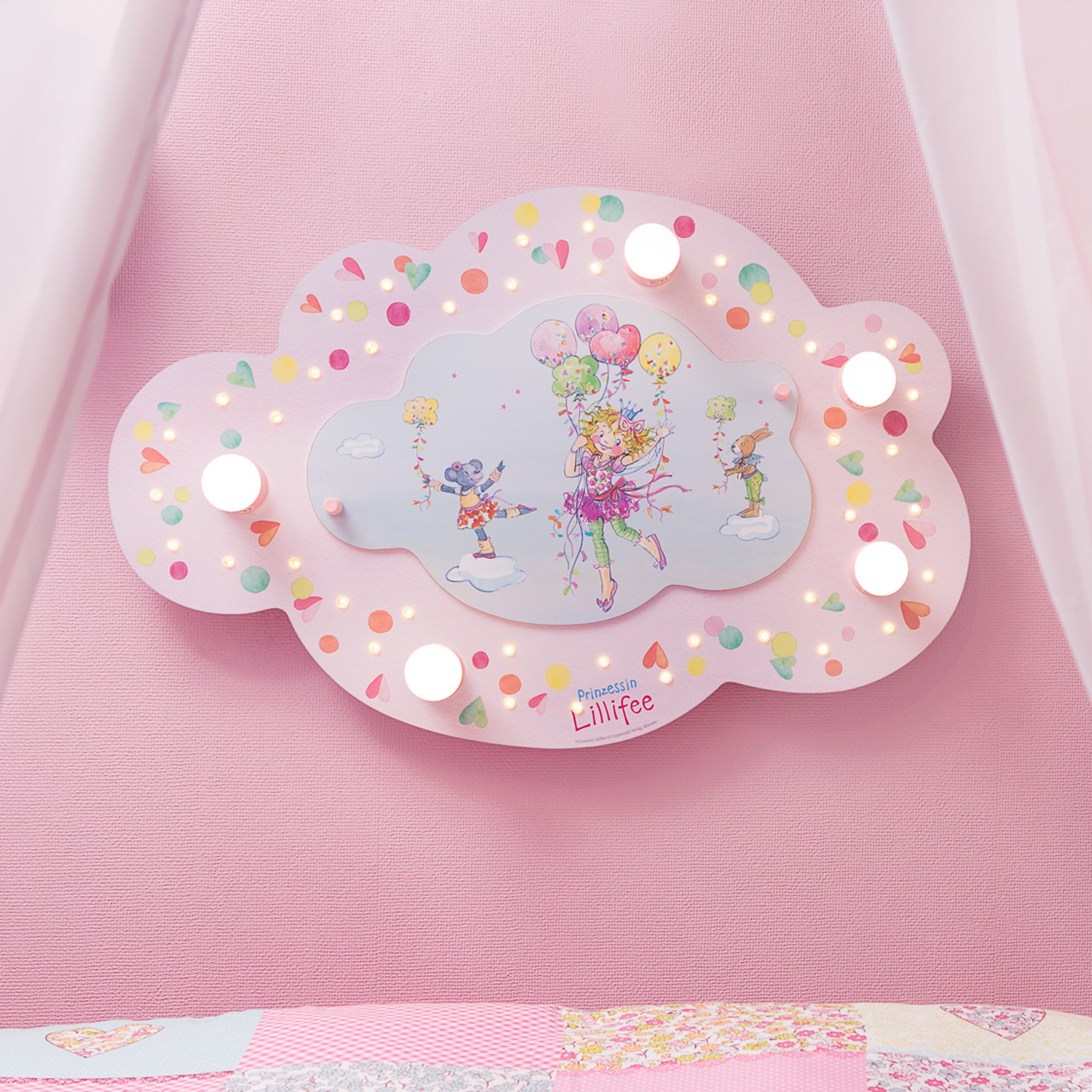 Taklampa prinsessan Lillifee med LED-lampor moln