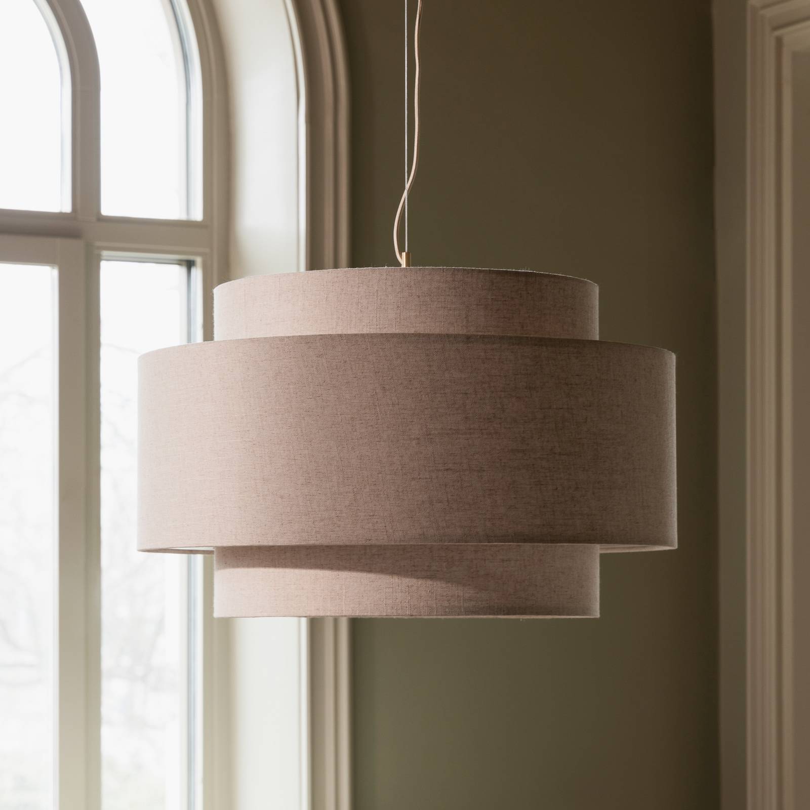 Żyrandol Globen Lighting Noah Bouclé, Ø 70 cm, beżowa