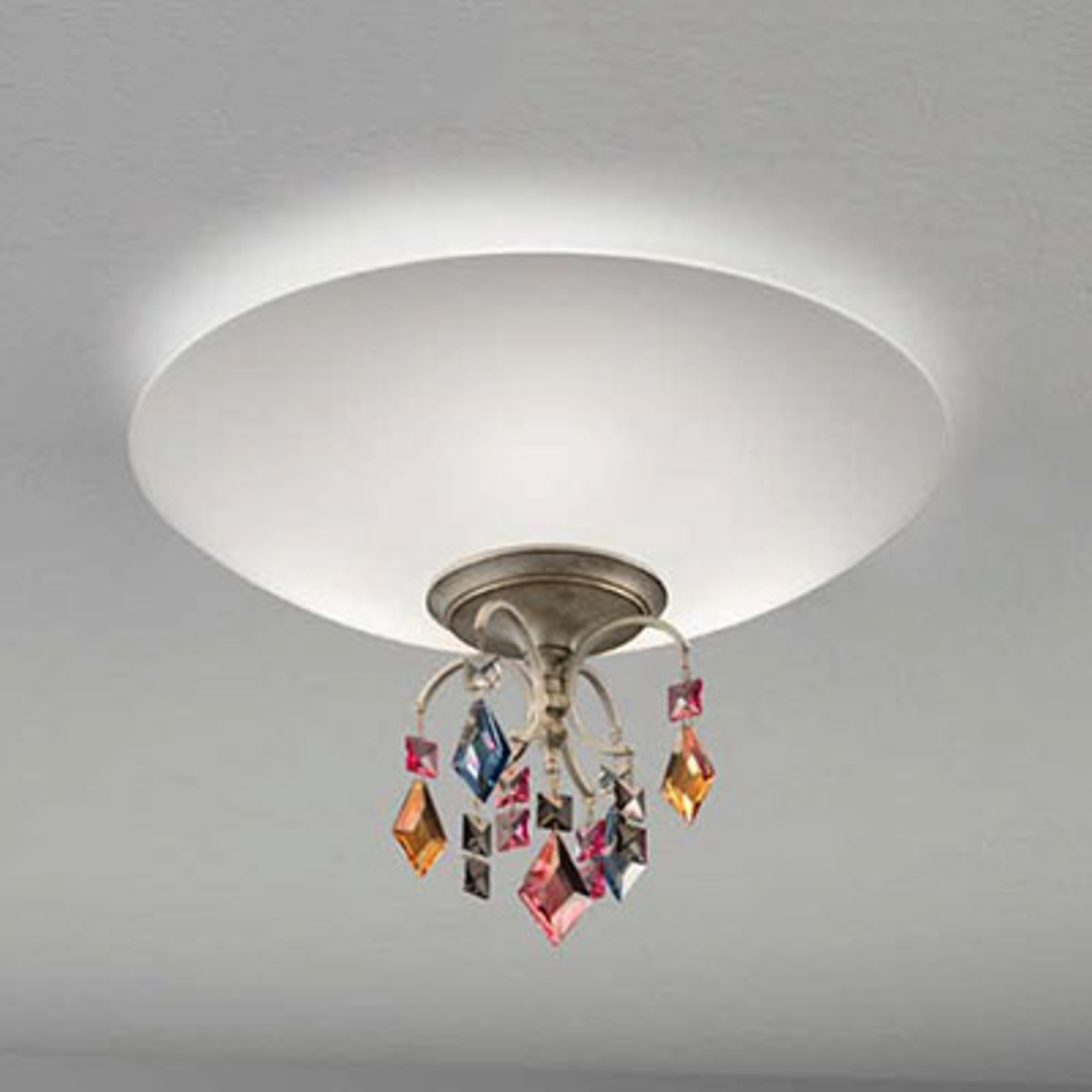 Masiero Gracia extraordinary ceiling light 3 bulb, for Living / Dining Room, metal, glass, E27, 100 W, energy efficiency: A++, H: 40 cm