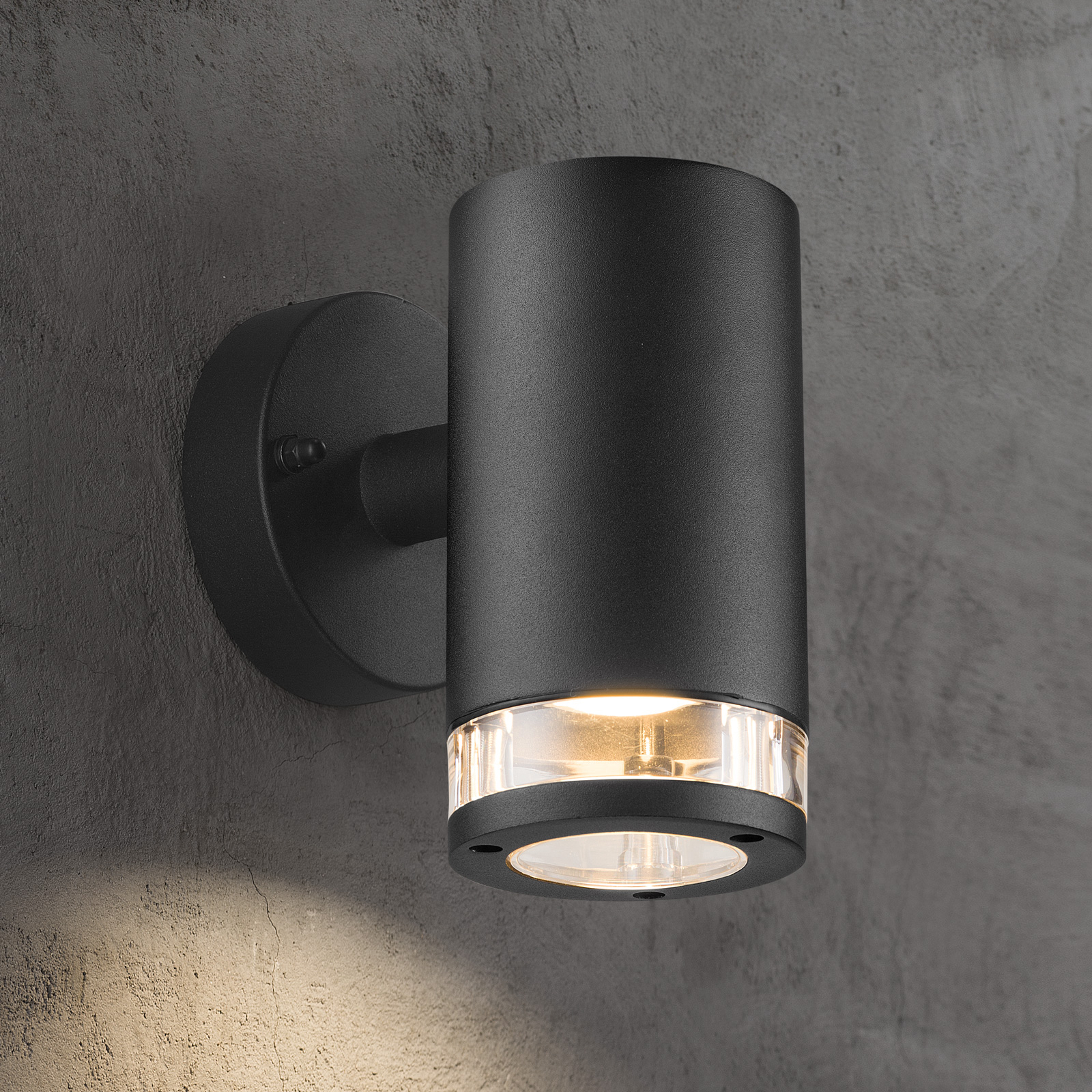 Nordlux Birk outdoor wall light, one-bulb, black, aluminium, plastic, GU10, 28 W, energy efficiency: A++, W: 9 cm, H: 17.2 cm