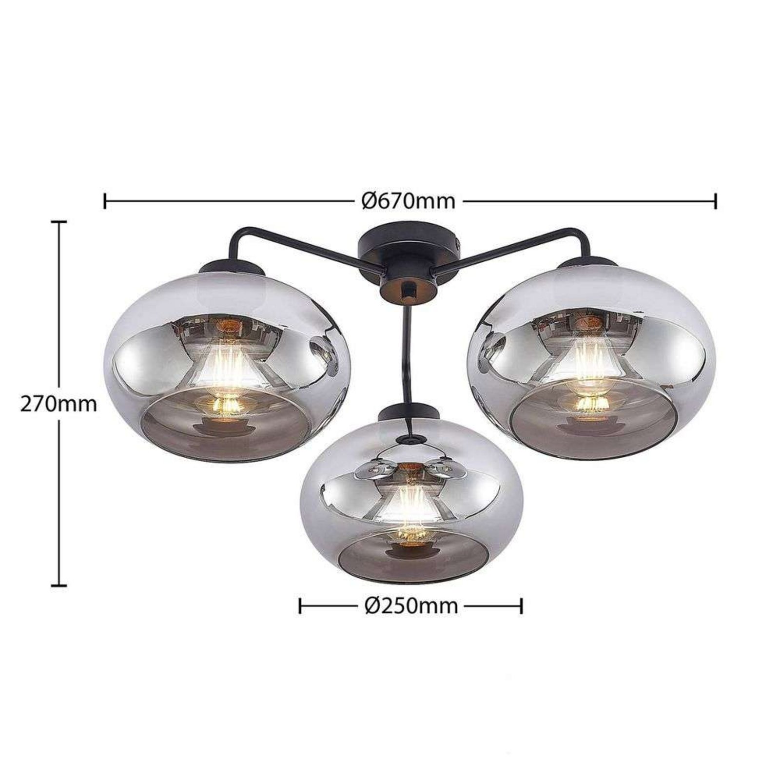 Navidia 3 Taklampe Smoked - Lindby
