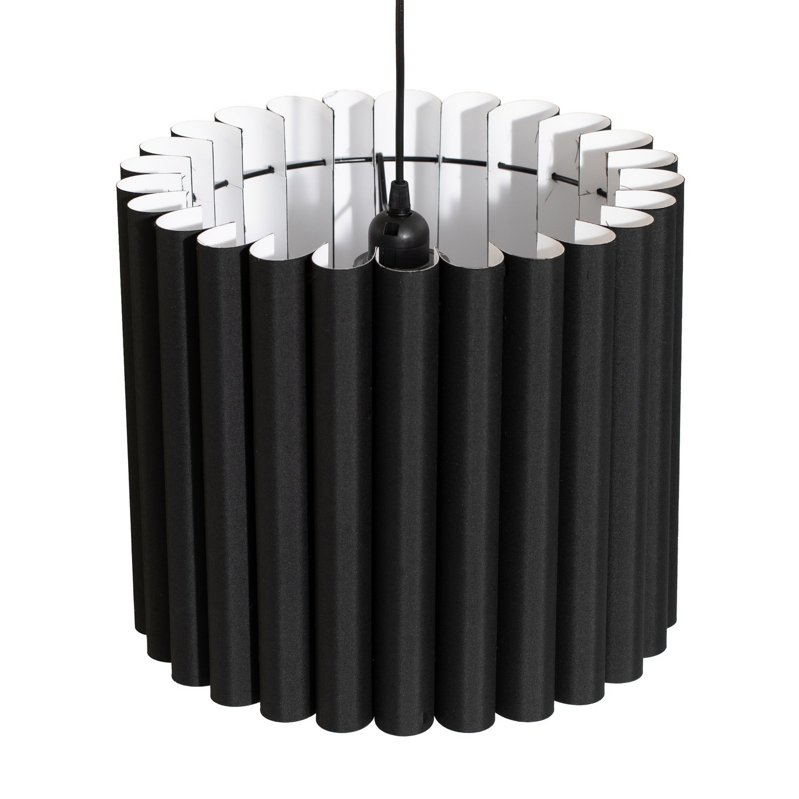 Aria pendant light, black, microfibre, E27