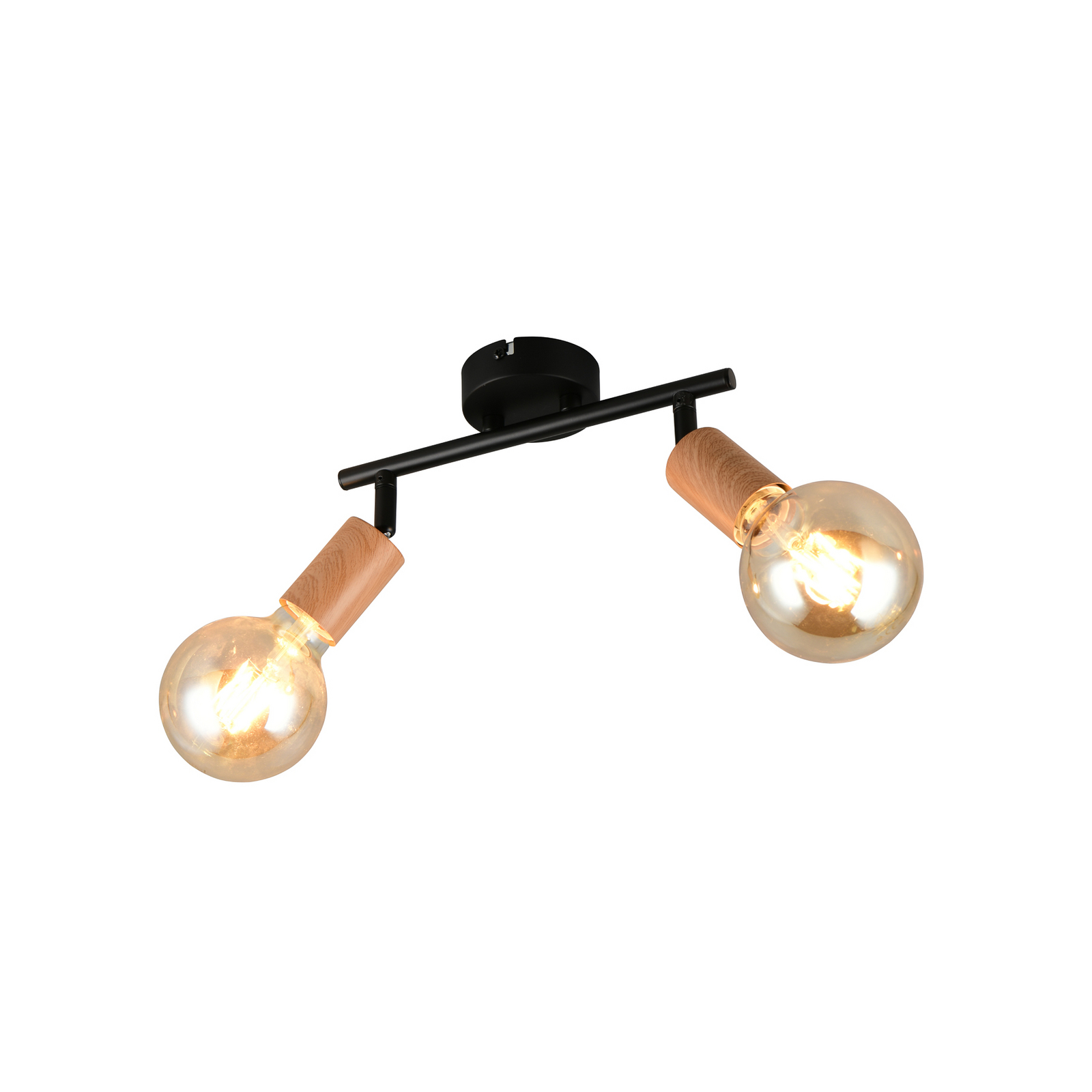 Φωτιστικό οροφής Lamego, μαύρο, μήκος 35 cm, 2 φτερά, μέταλλο